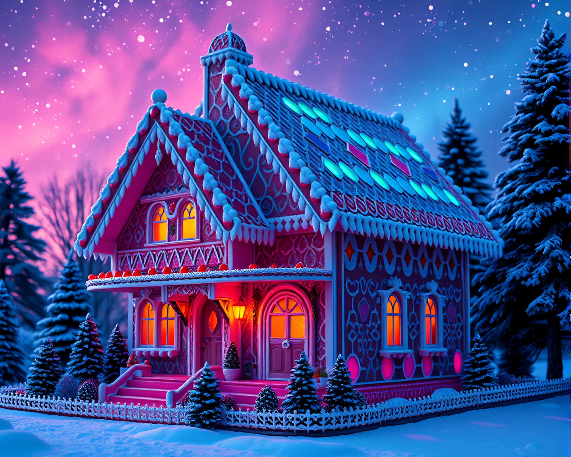 Retrowave Gingerbread Galaxy Composition – free AI stock image