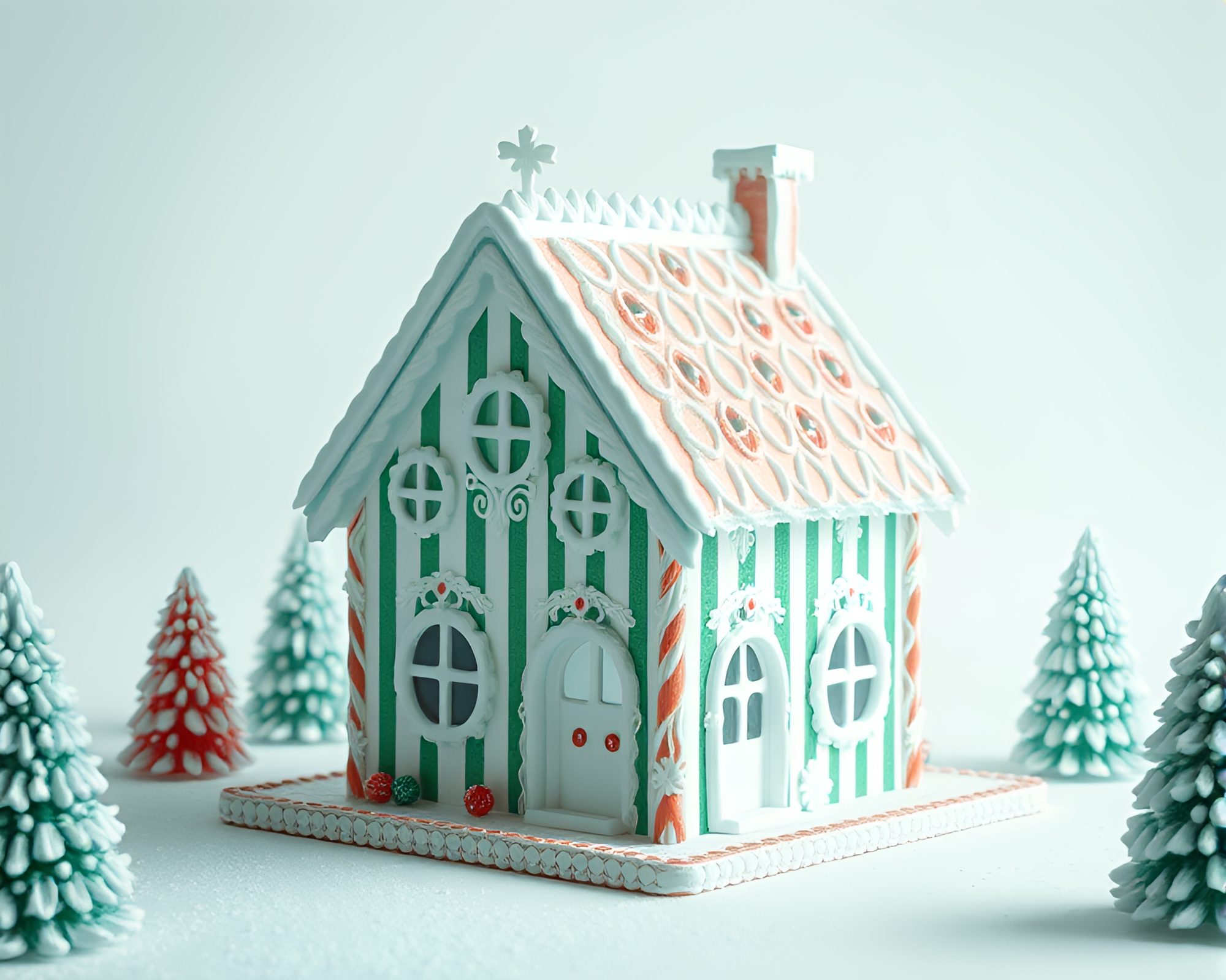 Gingerbread Dystopia: Crystal Clear Striped Abode – free AI stock image