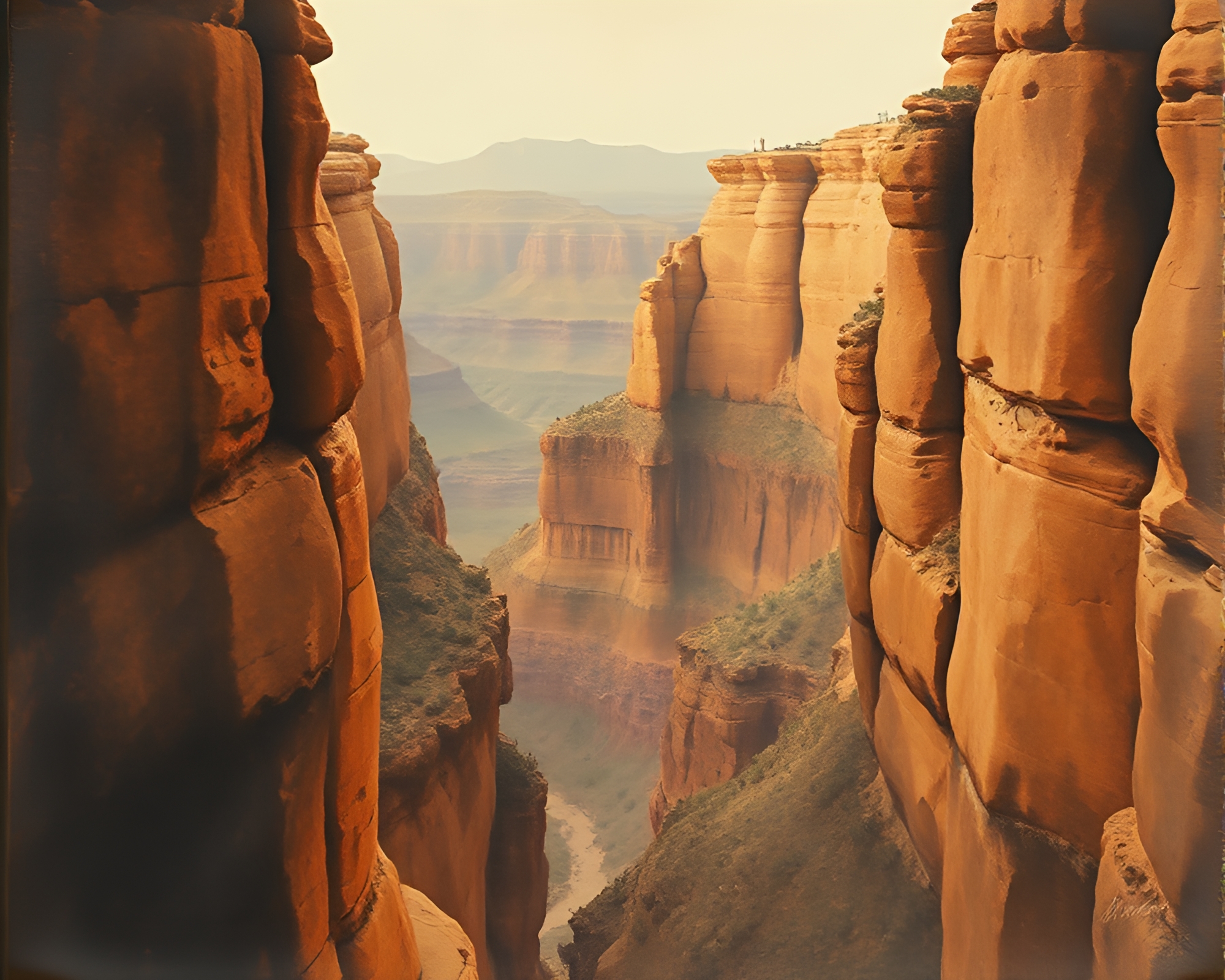 Glitchy Edgar Allan Poe Canyon Watercolor Painting – free AI stock image