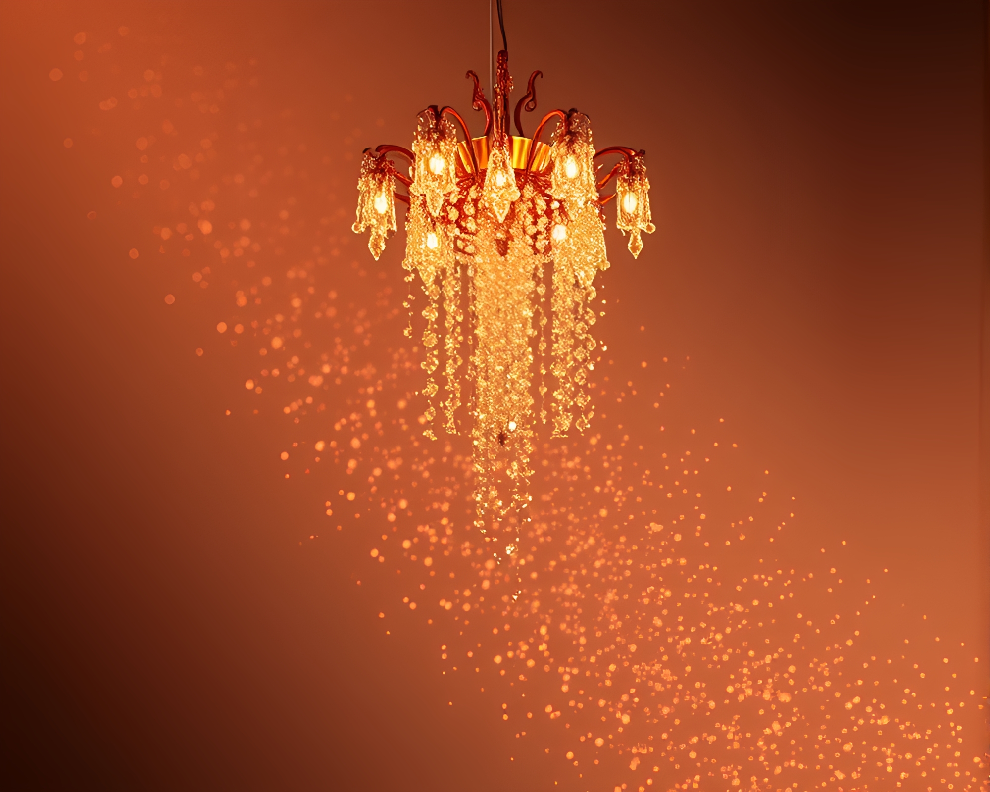 Enchanting Chandelier under Cosmic Lights – free AI stock image