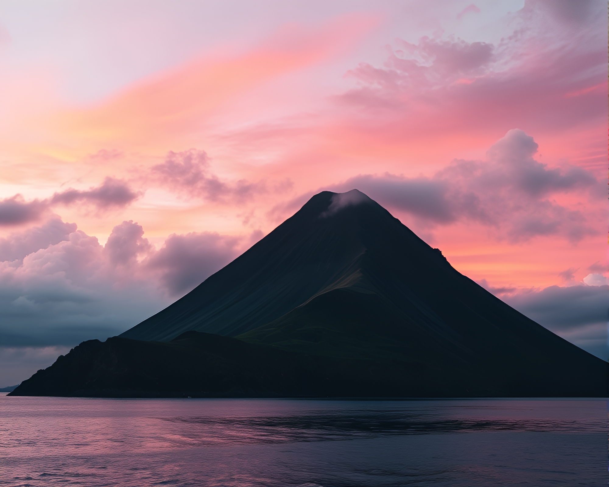 Volcanic Island Stained Glass Composition – free AI stock image