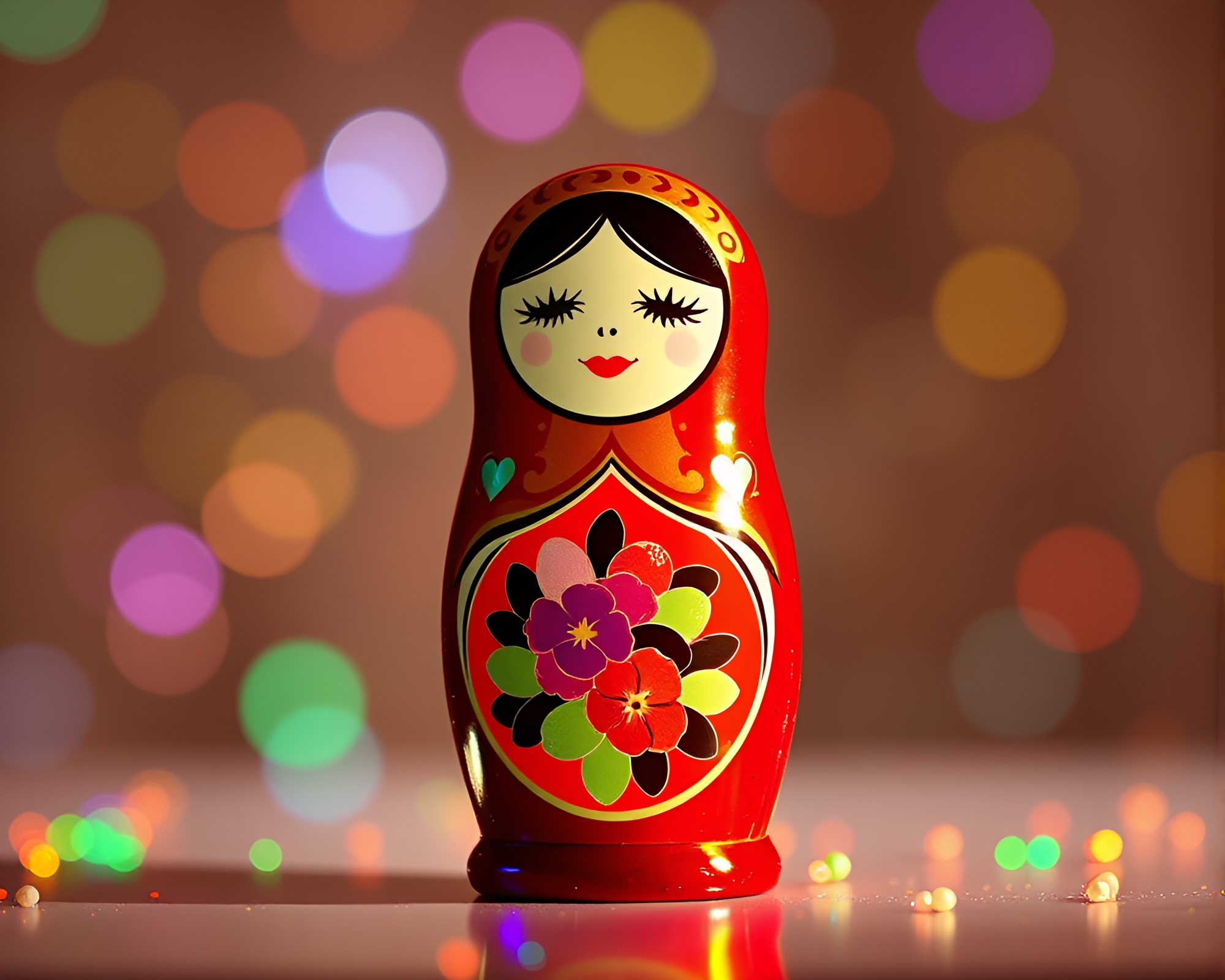 Matryoshka Doll Hologram Vignette Composition – free AI stock image