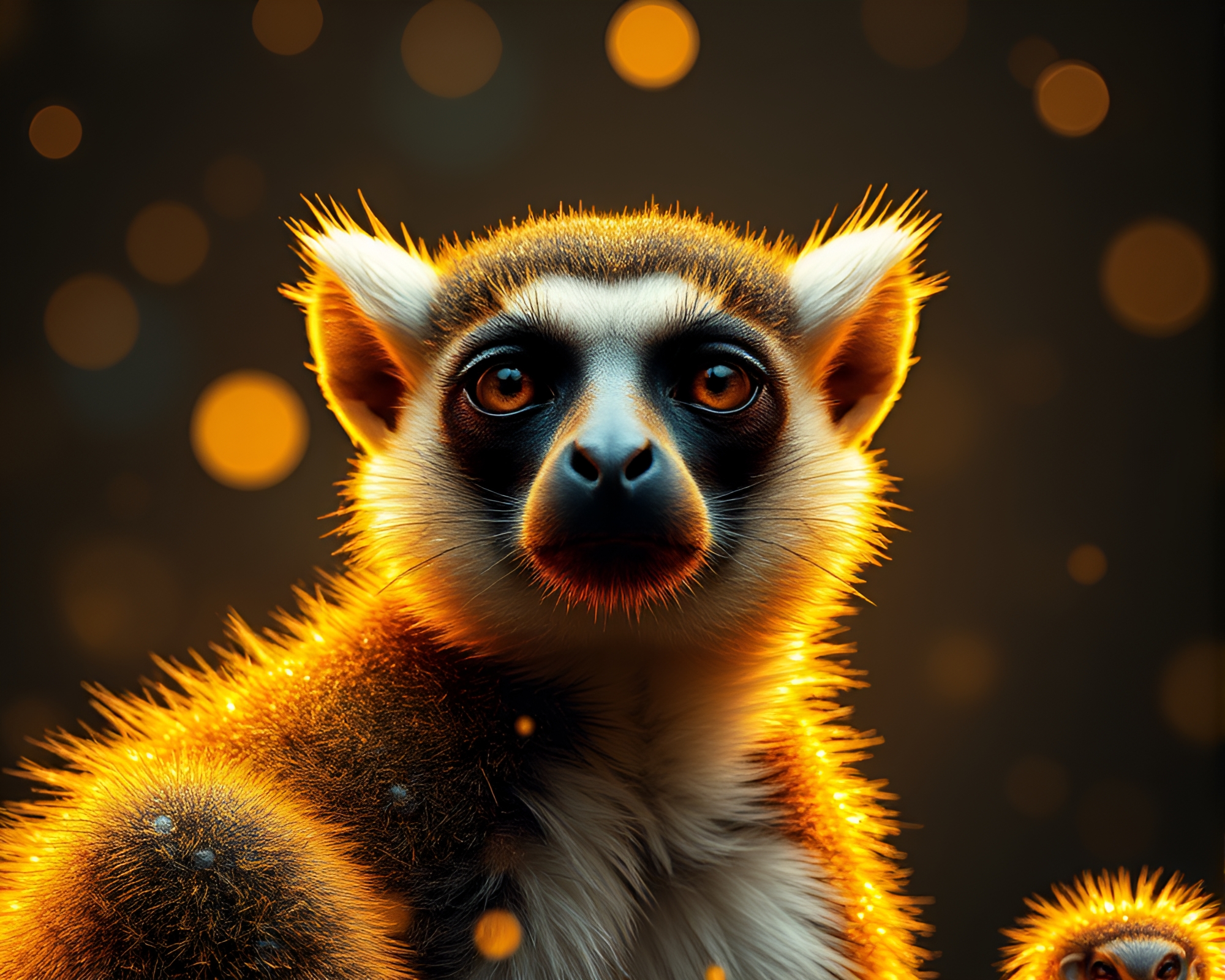 Gilded Lemur in Cross-Processed Wireframe Fantasy – free AI stock image