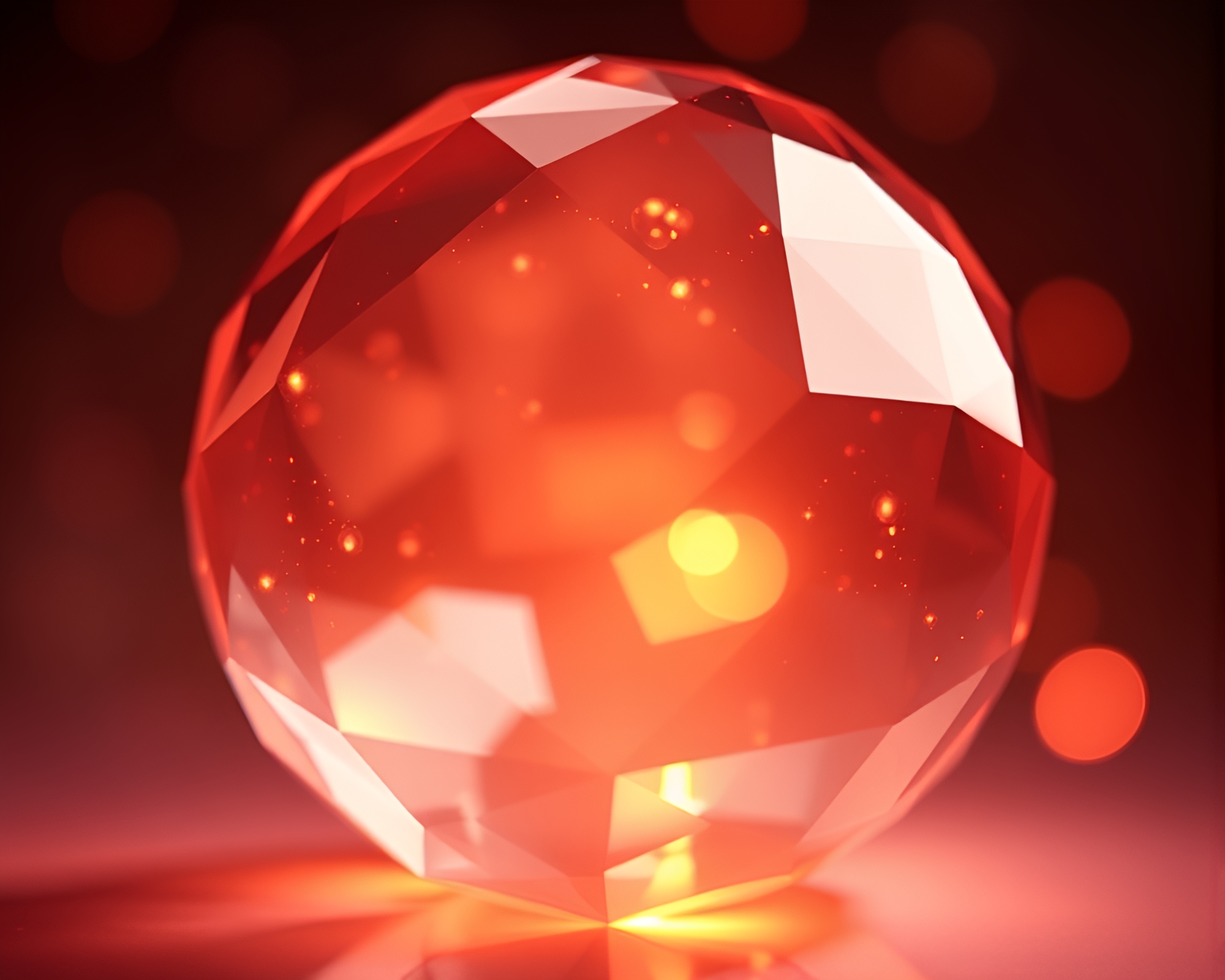 Fractal Glass Orb with Peachy Origami Glow – free AI stock image