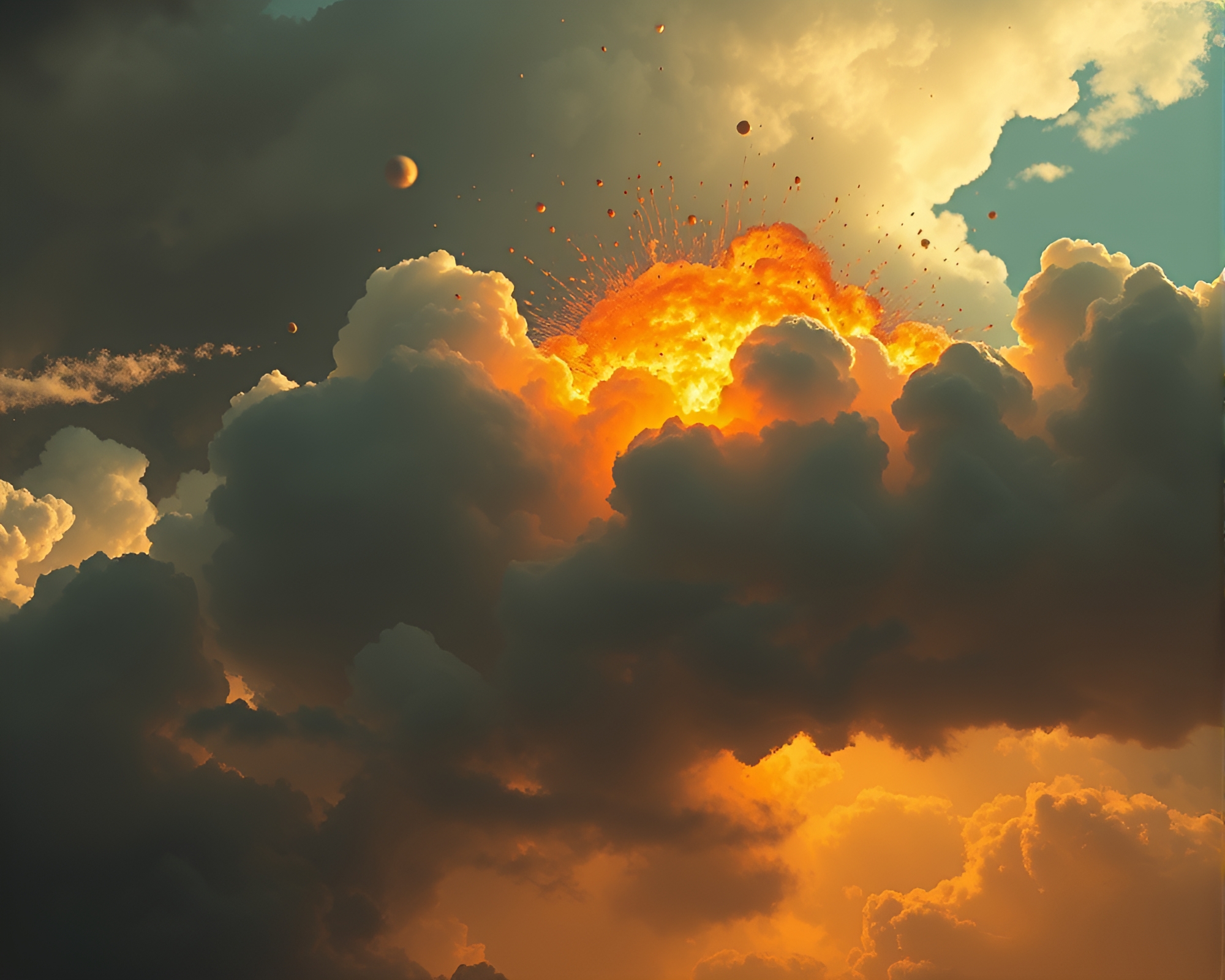 Chimera-themed Explosion Cloud in Attic Shadow – free AI stock image