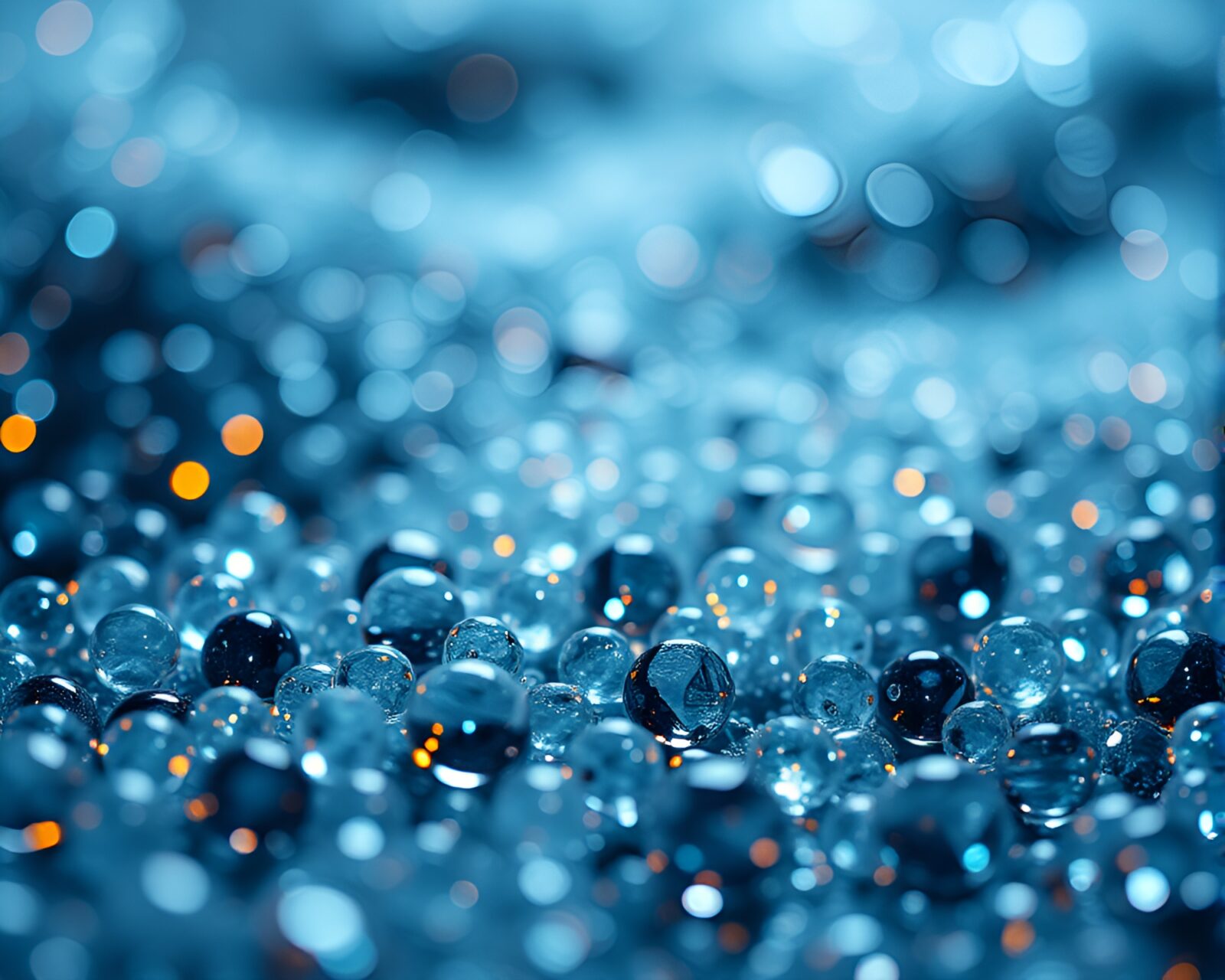 Dark underexposed scene with a brain-shaped AI in glass beads