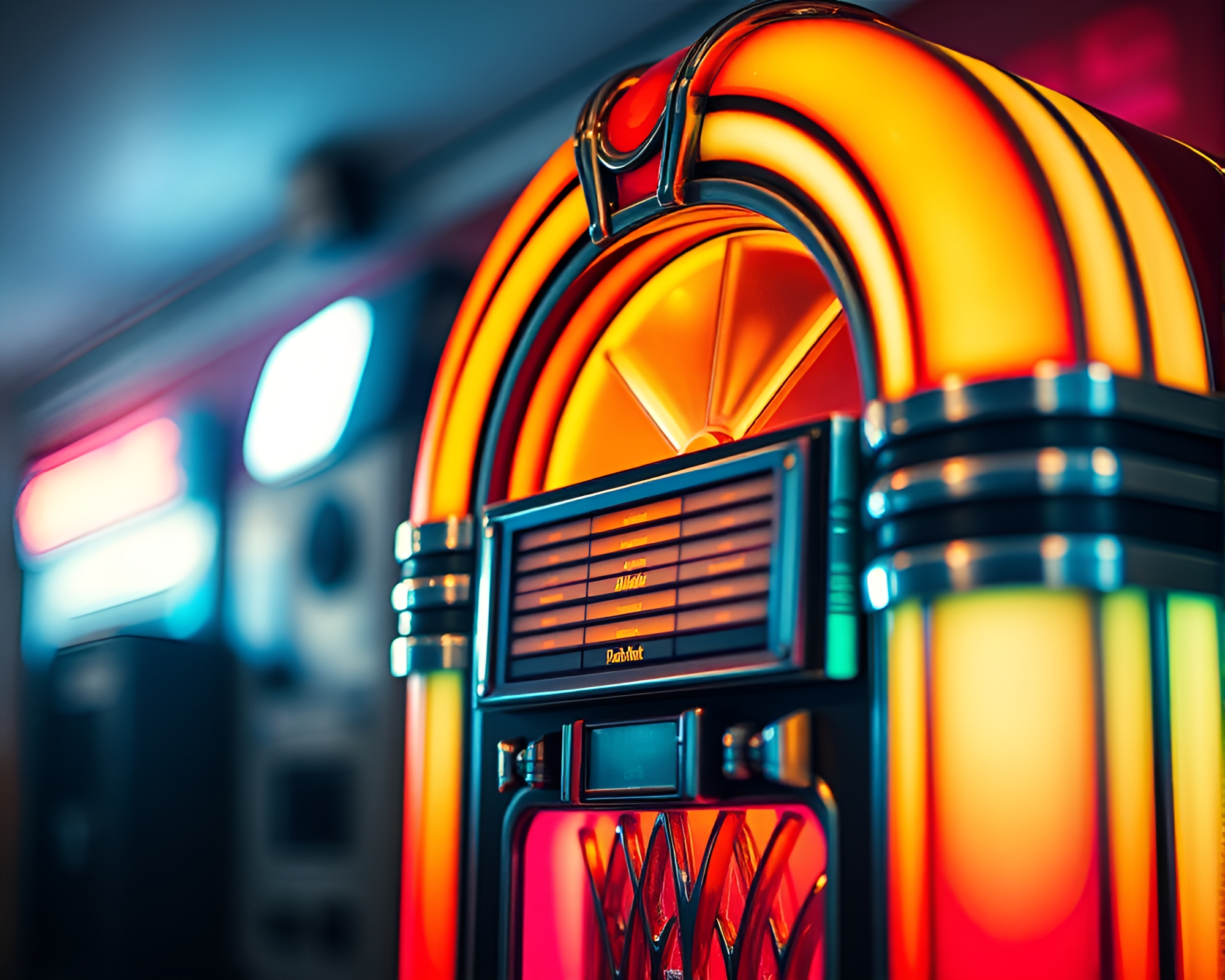 Vintage Jukebox with Retro Lens Flare and Light Leaks – free AI stock image