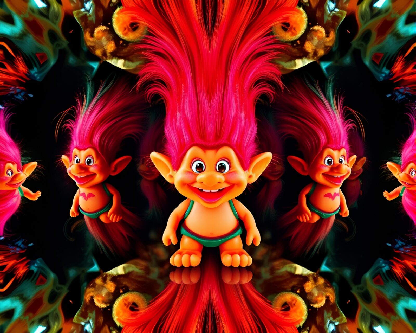 Fantastical artwork of a troll with kaleidoscope effects