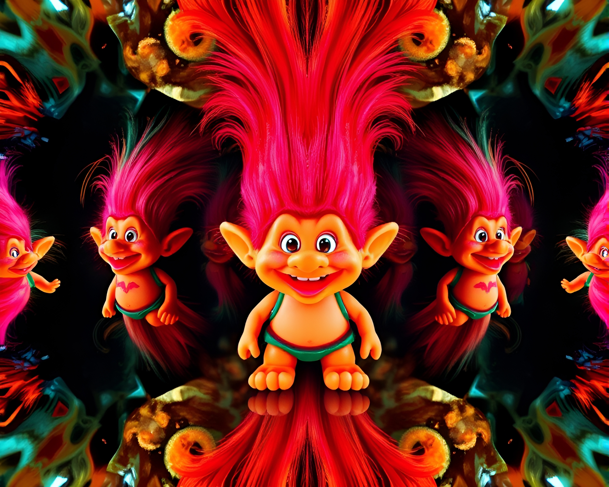 Troll’s X-Ray Reflection in Kaleidoscope – free AI stock image