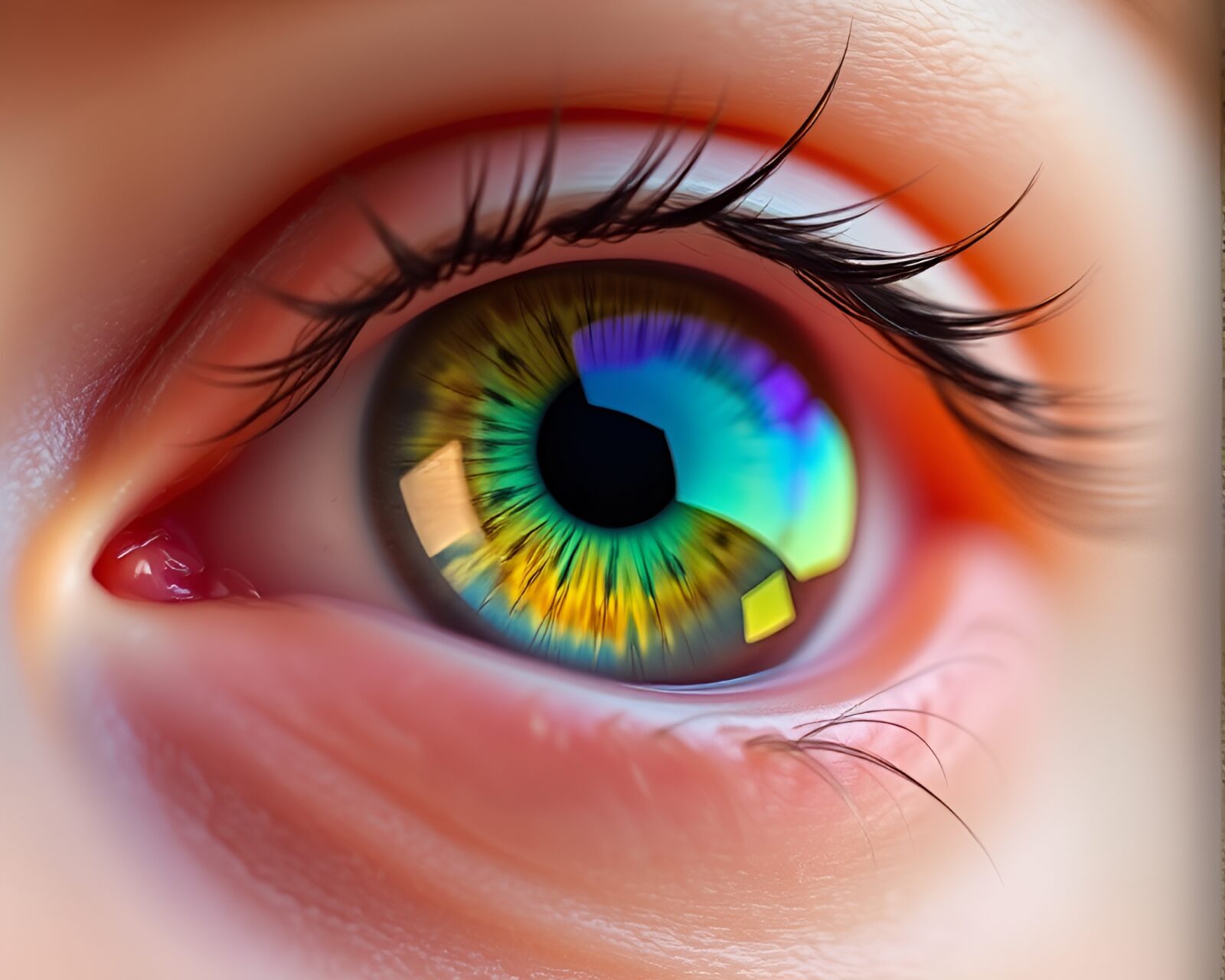 Colorful spectrum bending through high-tech lens in detailed painting