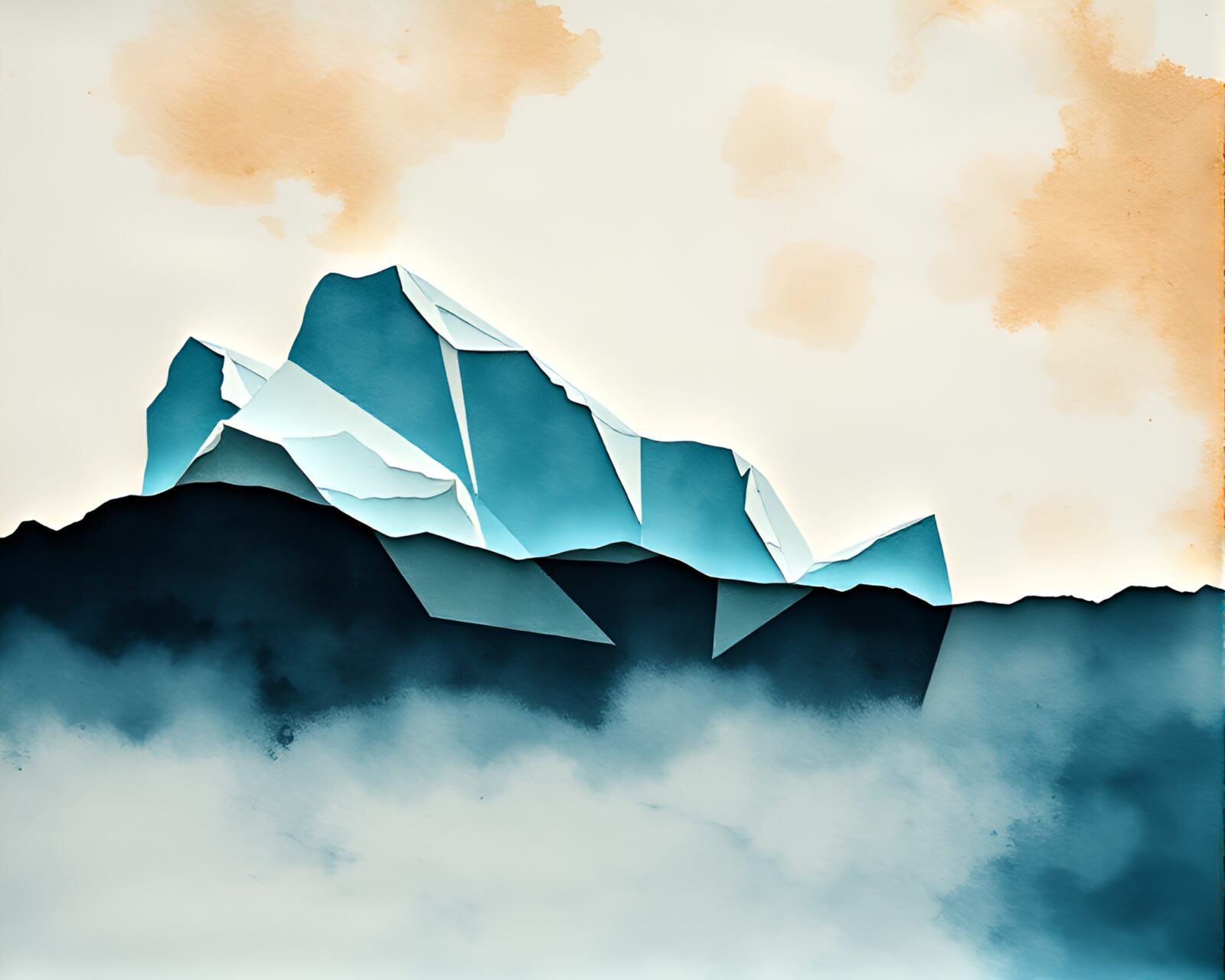 Majestic iceberg in psychedelic color swirls under Arctic sky