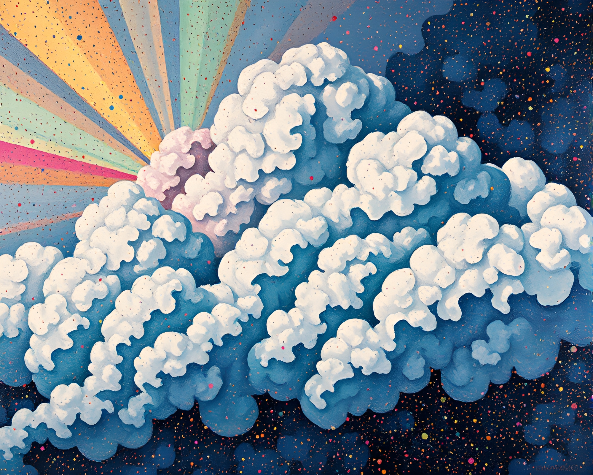 Ethereal Cloudscape with Vibrant Tessellated Patterns – free AI stock image