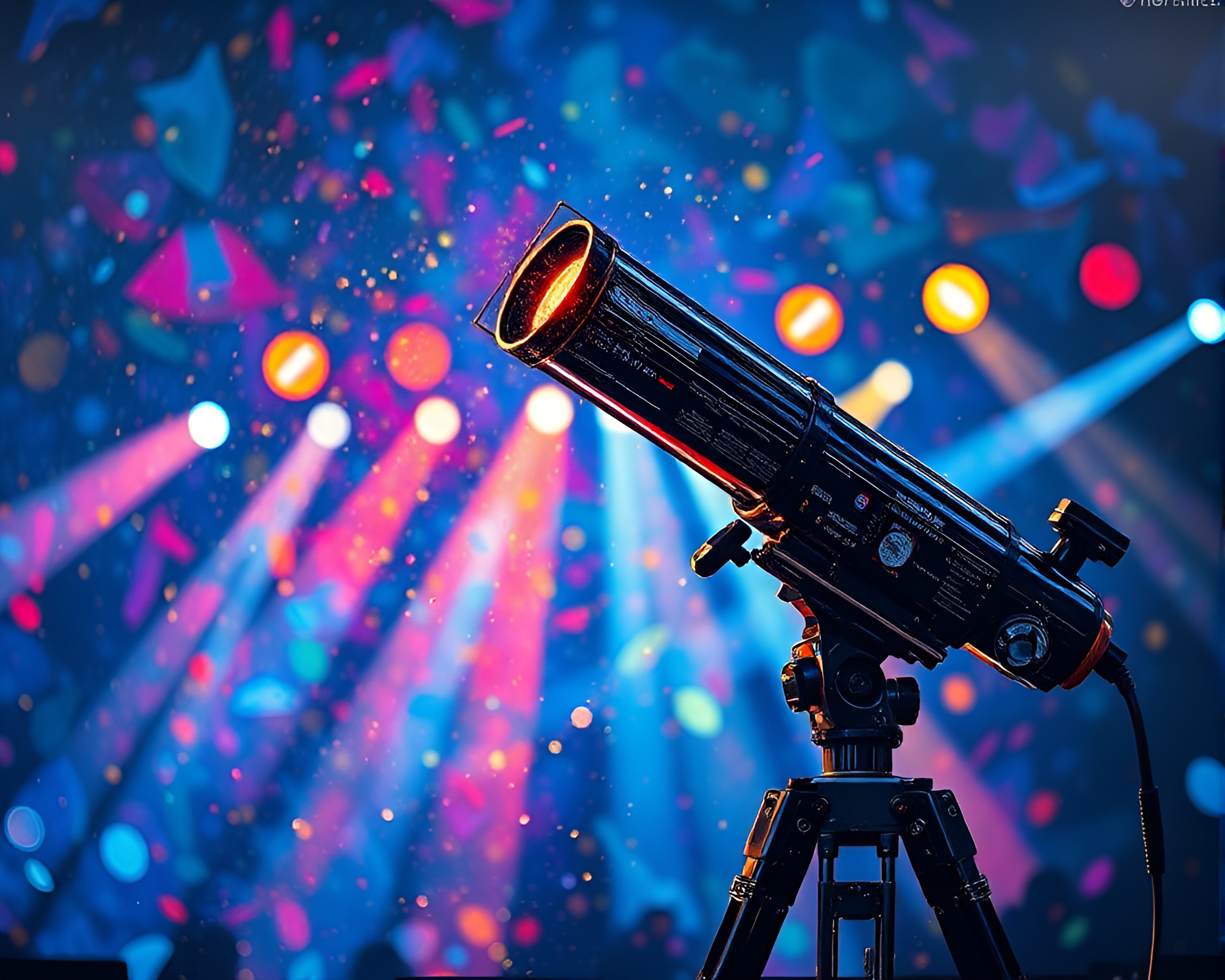 Telescope Concert Stage Lights Palette Knife Painting – free AI stock image