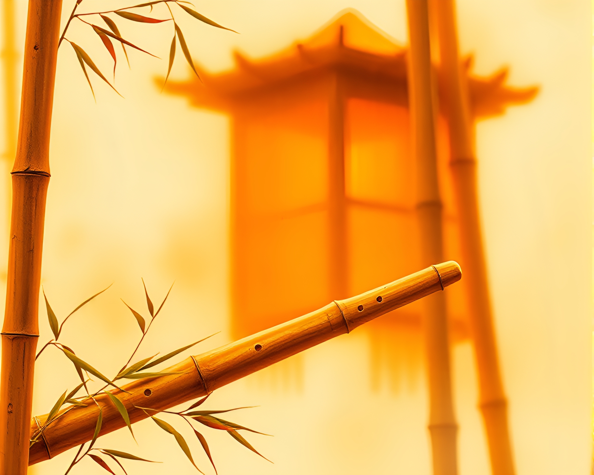 Bamboo Flute Harmony in Egg Tempera – free AI stock image