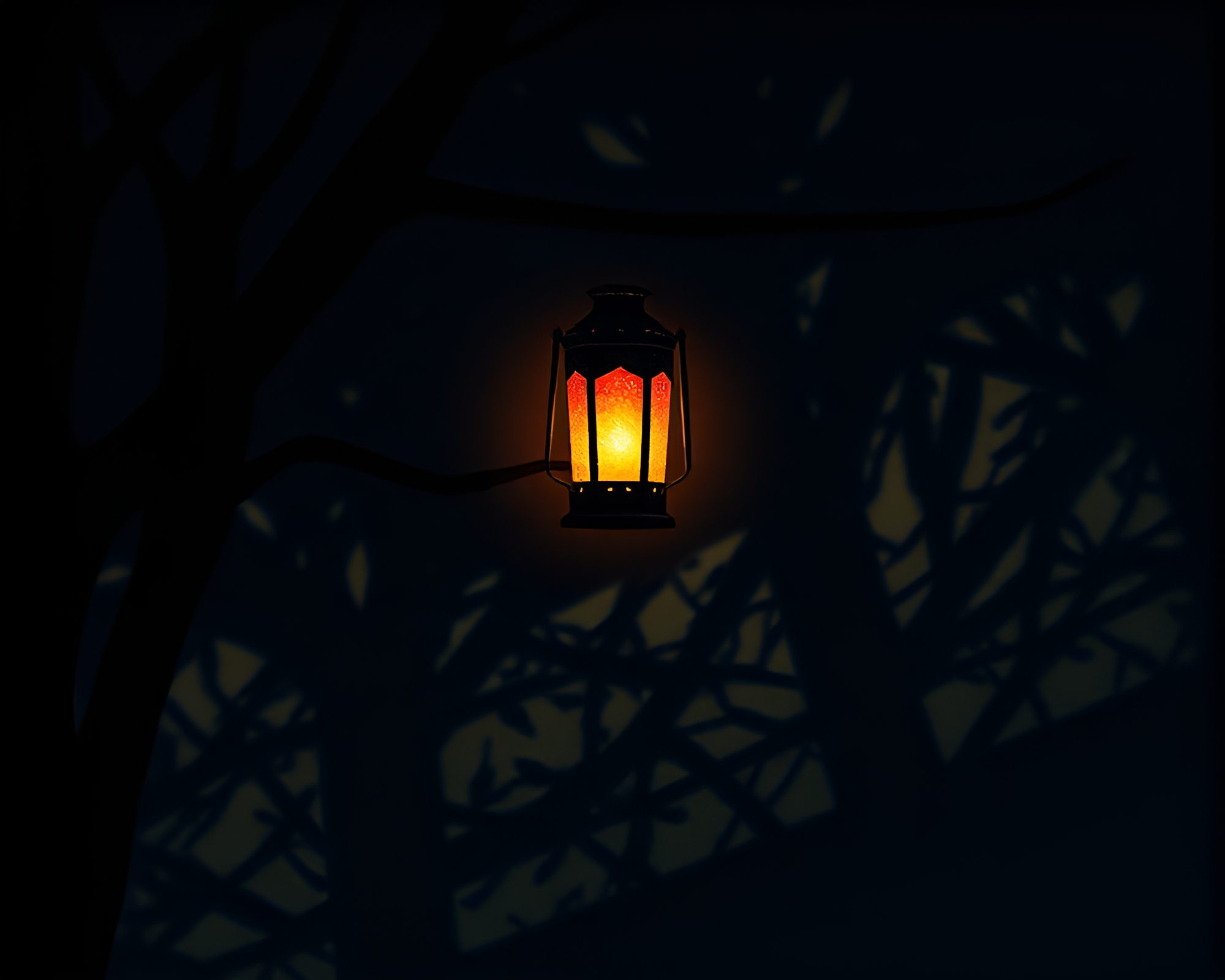 Pixelated Oil Lantern Casting Soft Shadows in Lithographic Style – free AI stock image