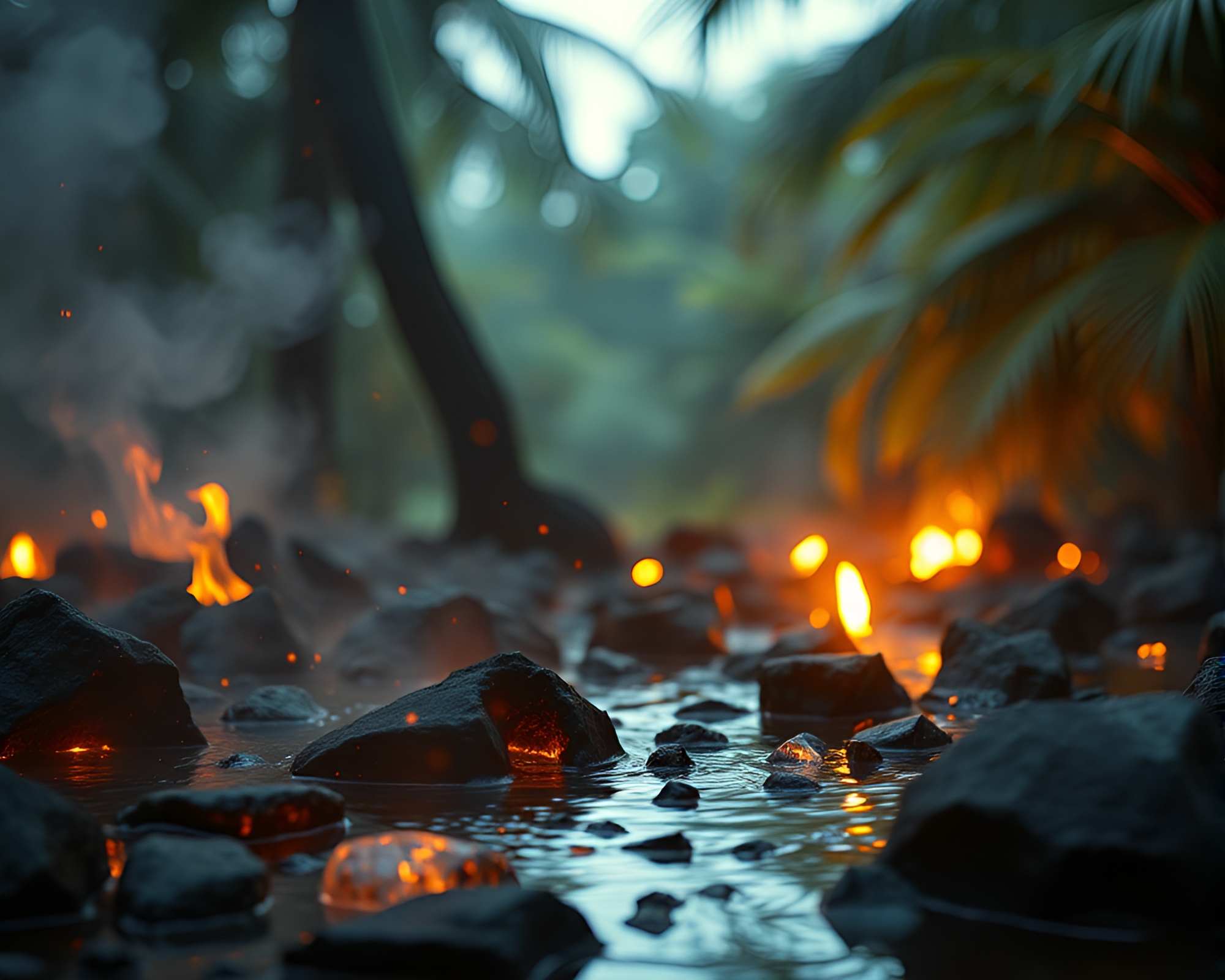 Tropical Parrot Cinemagraph with Mustard Yellow Embers – free AI stock image
