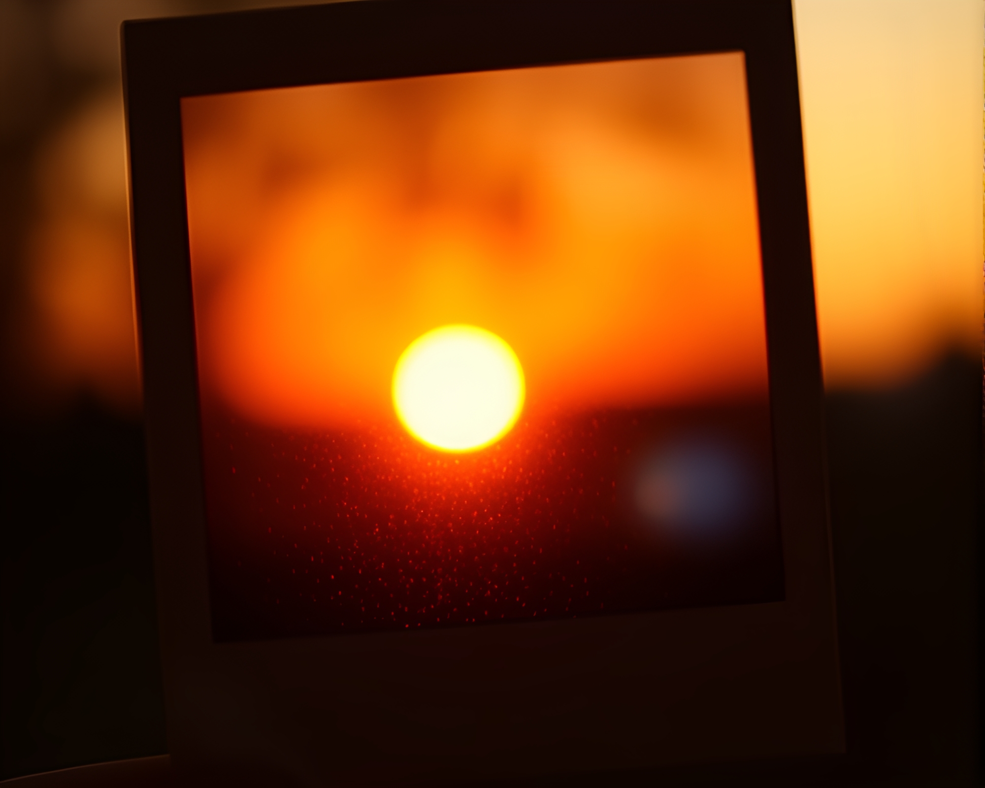 Sparkling Stippled Ring in Golden Hour Polaroid Glow – free AI stock image