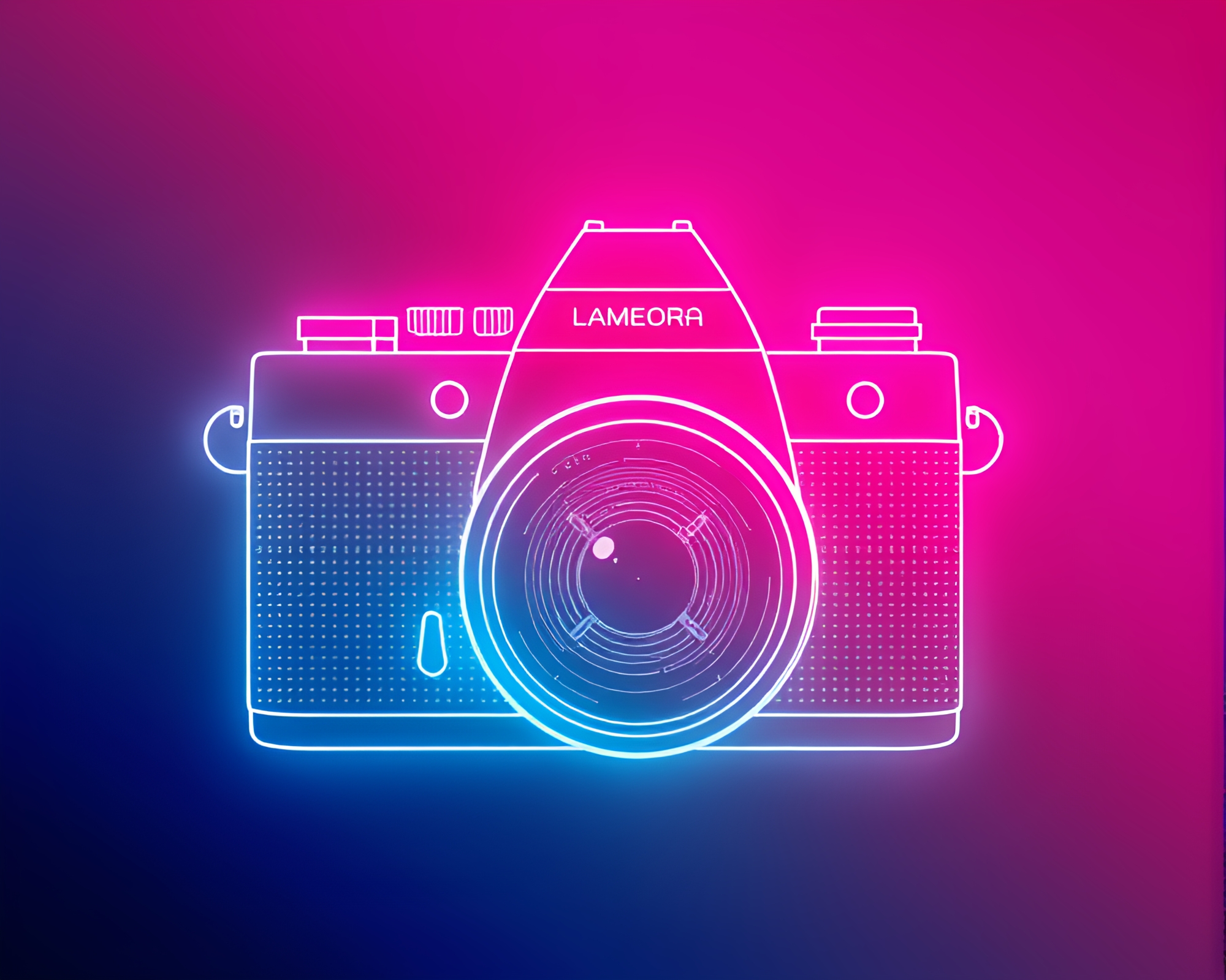 Neon Camera Photography Digital Painting – free AI stock image