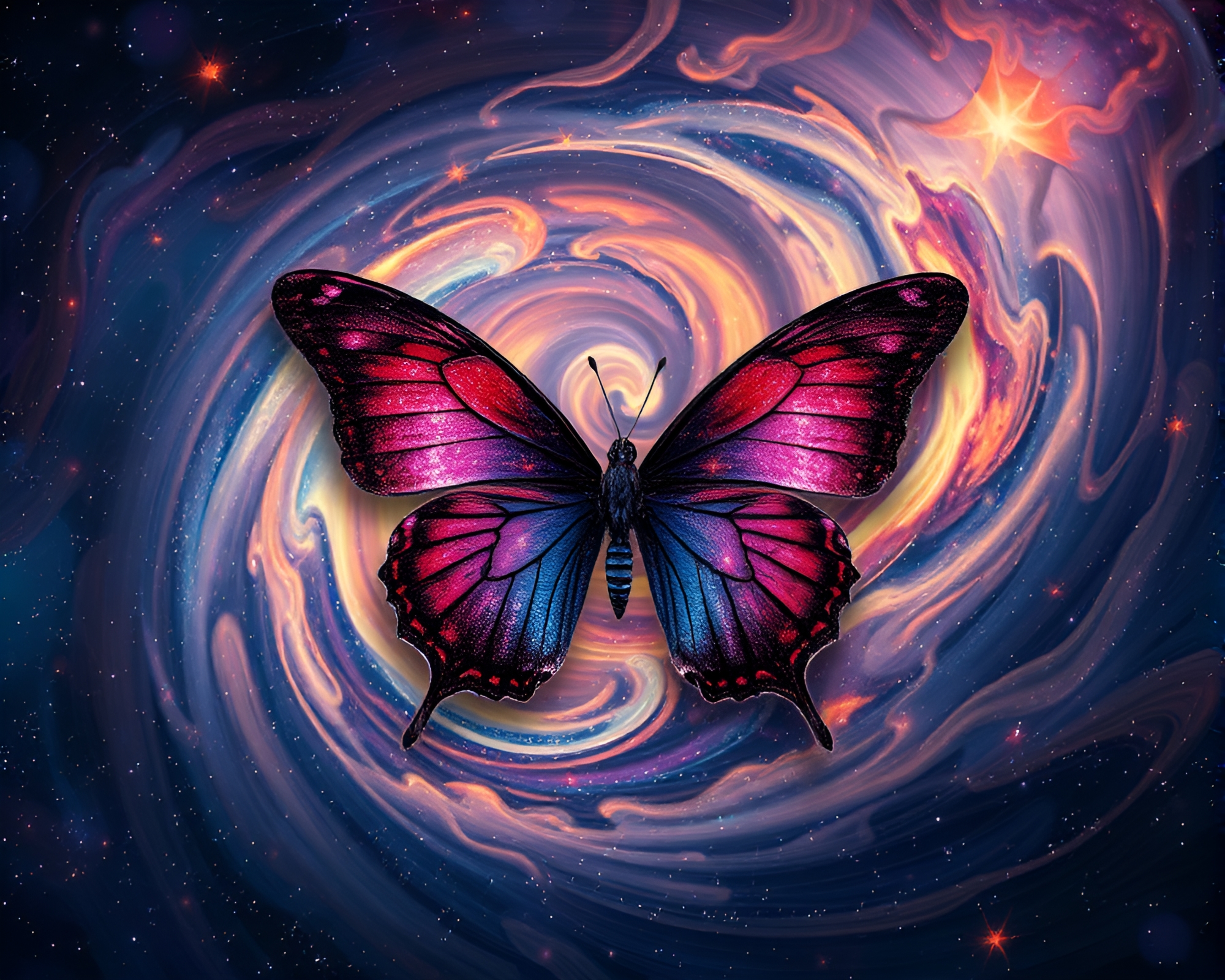 Silk Butterfly in Milky Way Fractal Art – free AI stock image