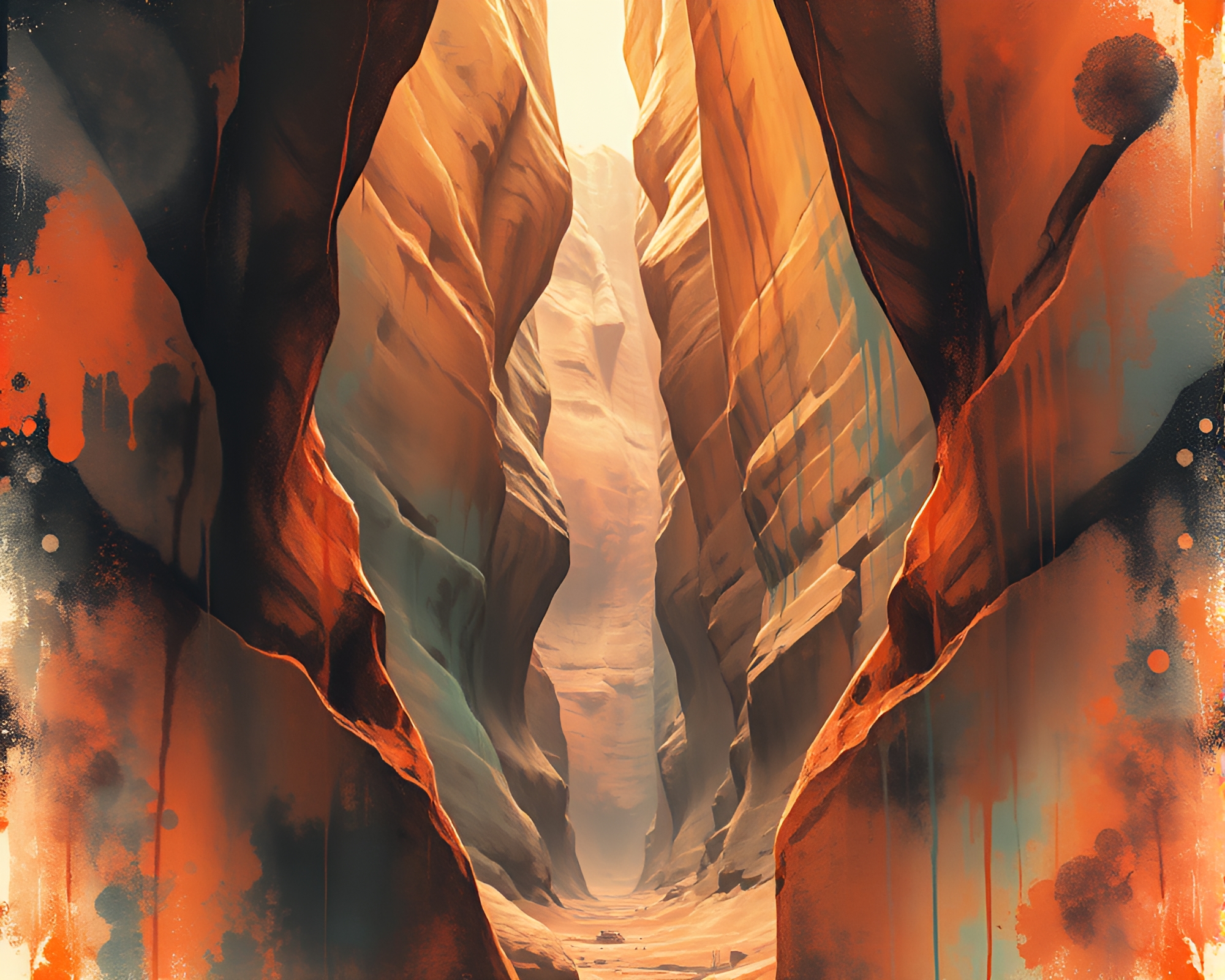 Futuristic Dream Journal Spray Paint Canyon Drips – free AI stock image