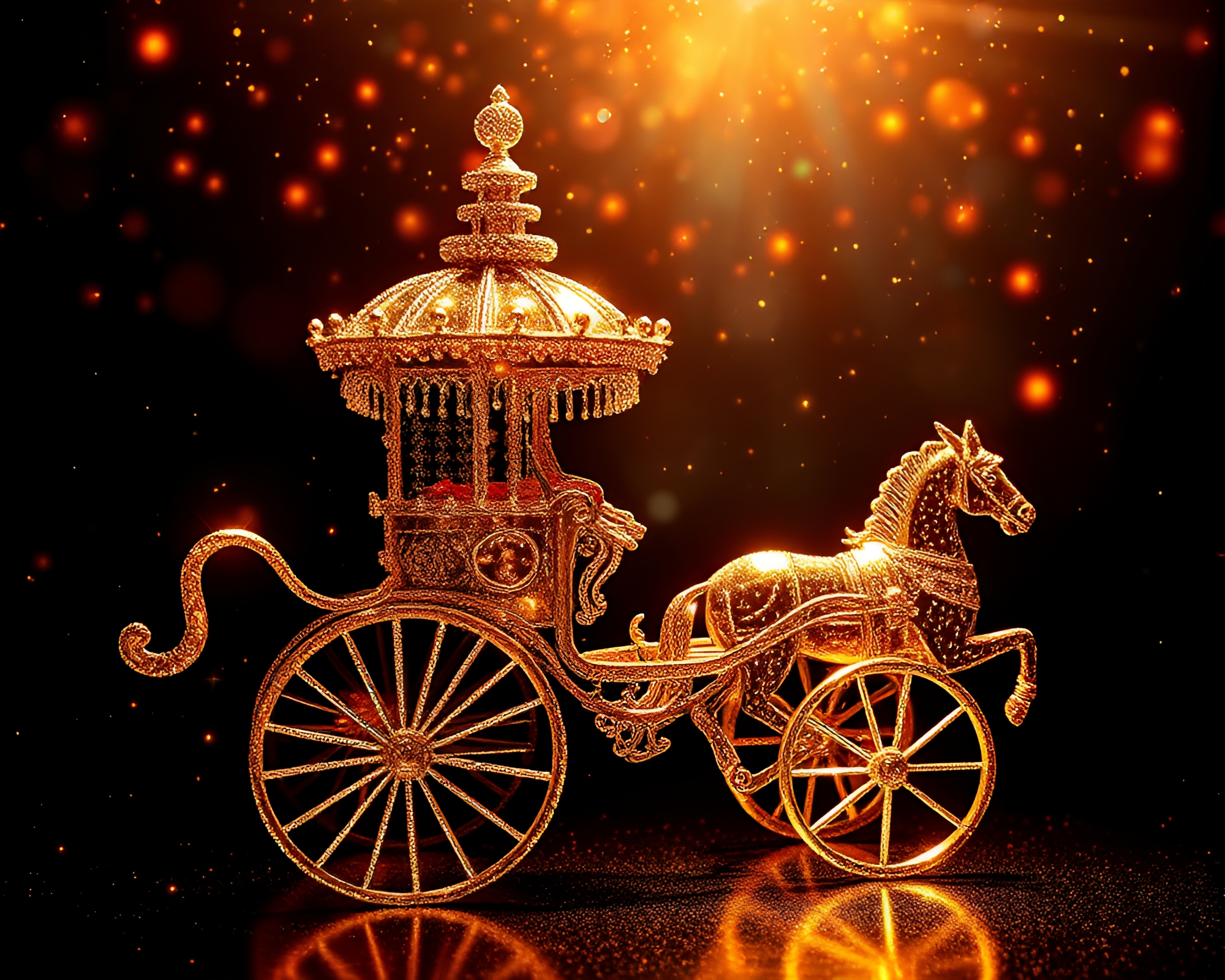 Gilded Chariot in Techno Spotlight – free AI stock image