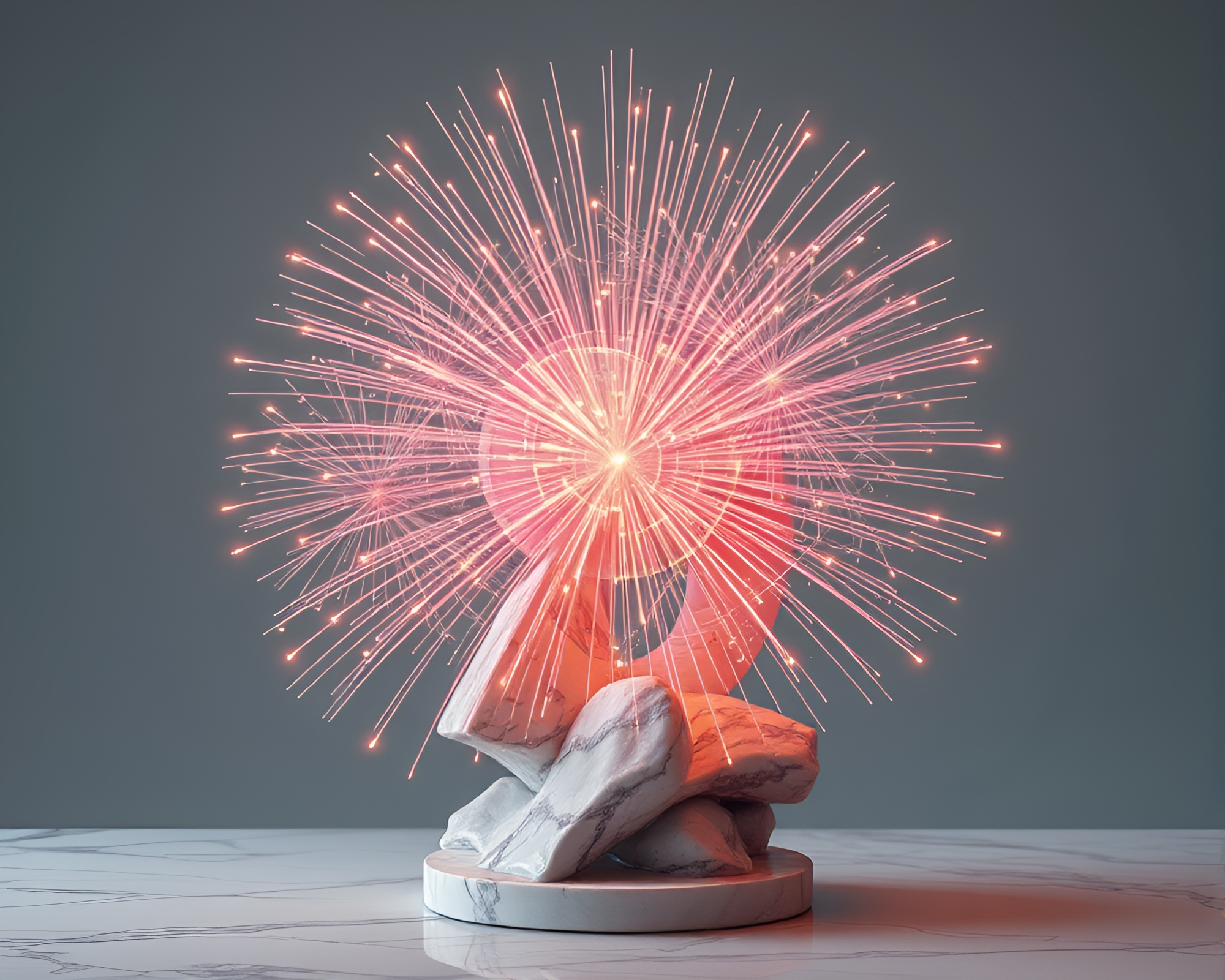 Marble sculpture with pastel fireworks burst – free AI stock image