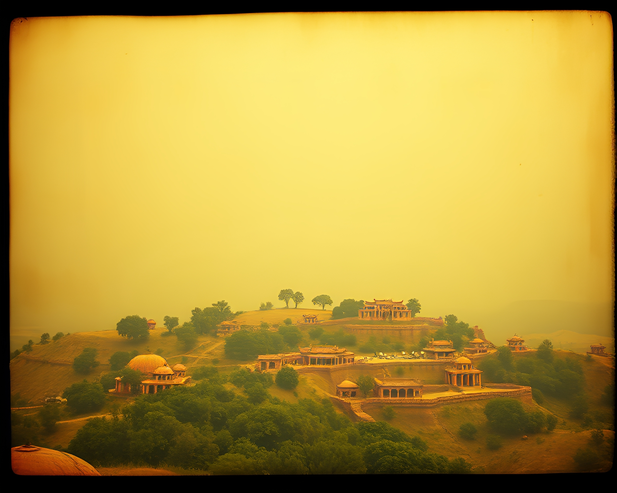 Ancient Scroll Bird’s Eye View Composition – free AI stock image