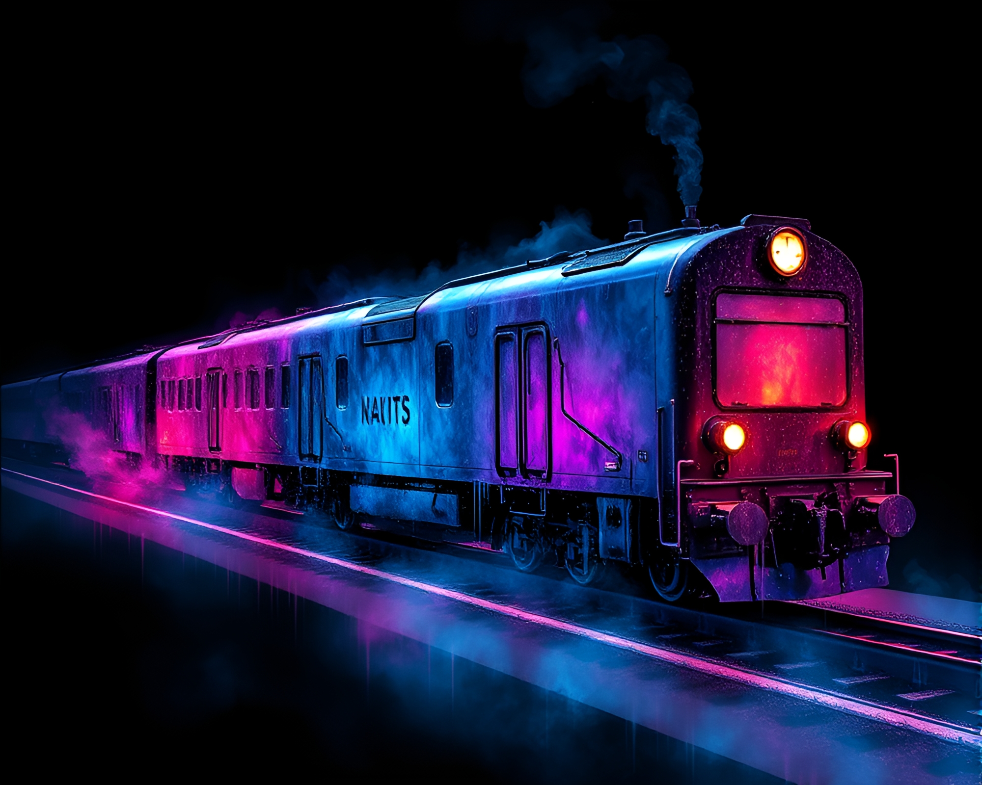 Ink Wash Dripping Magnetic Levitation Train – free AI stock image