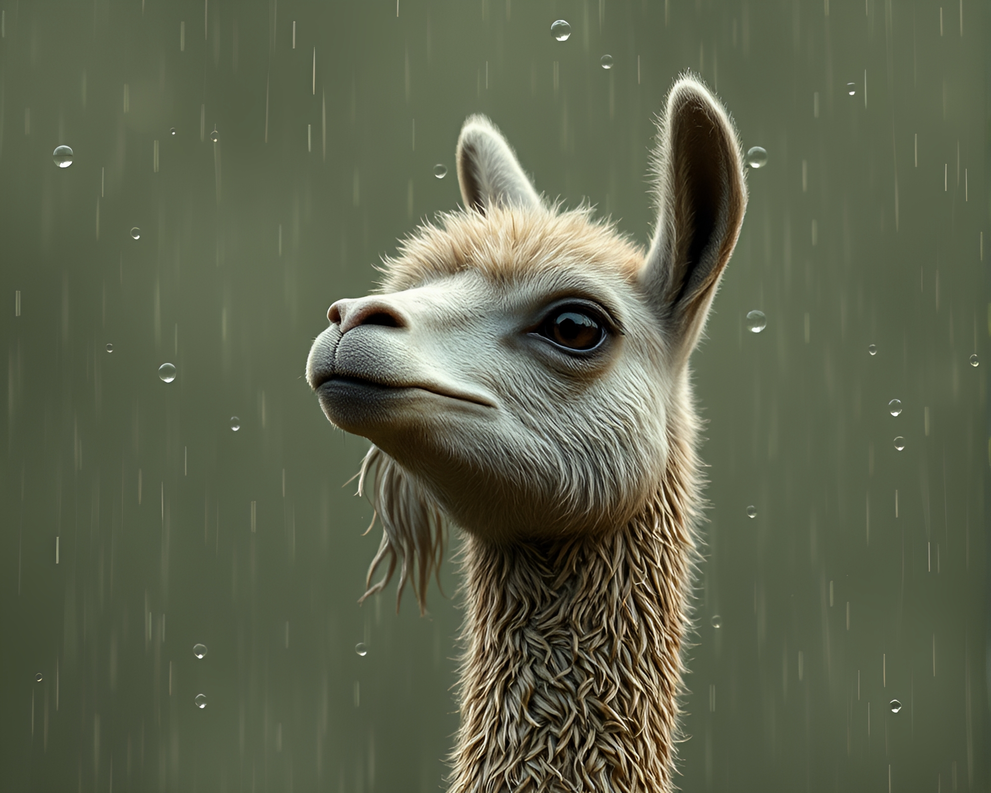 Rainy Llama in Low-Poly Serenity – free AI stock image