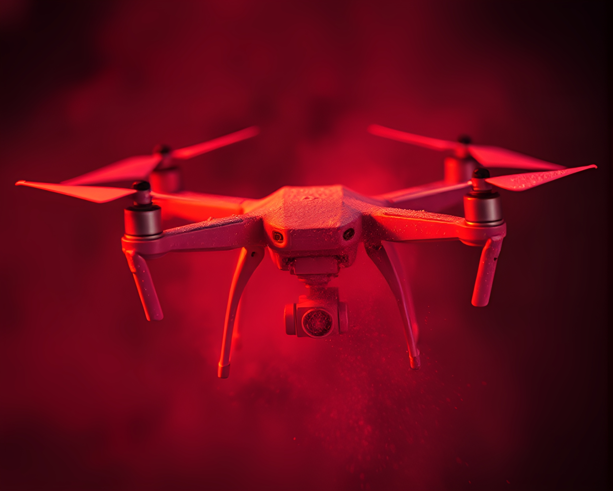 Infrared Drone Amidst Copper Dust Fields – free AI stock image