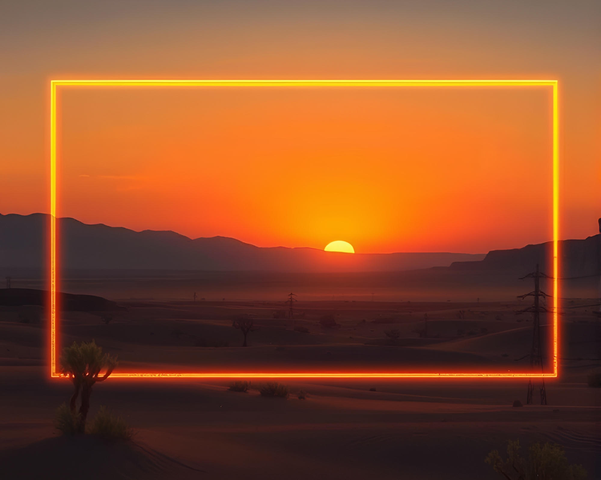 Sunset Ley Line Oasis Frame Within Frame – free AI stock image