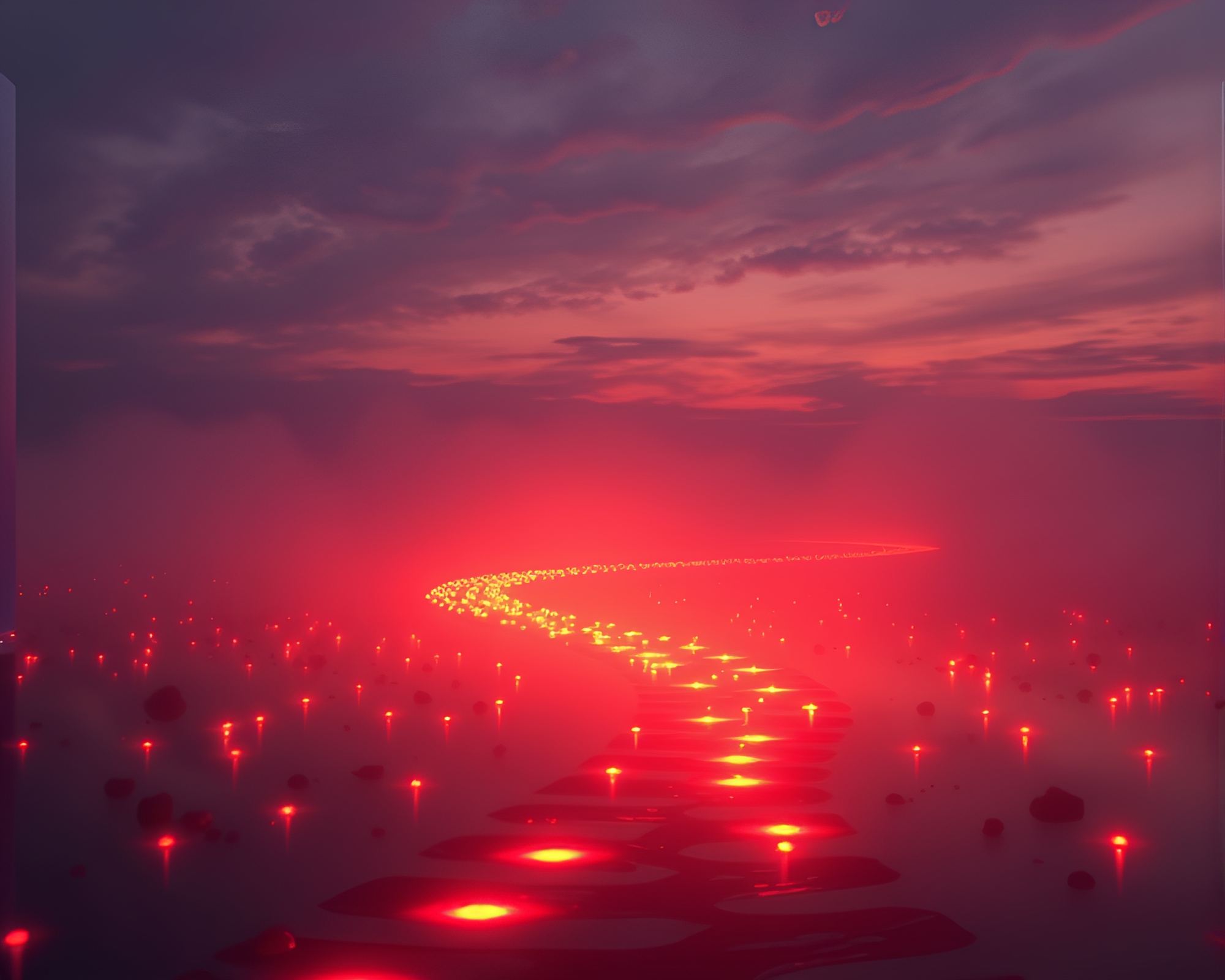 Dawn Vase with Floating Embers: Path Traced Fantasia – free AI stock image