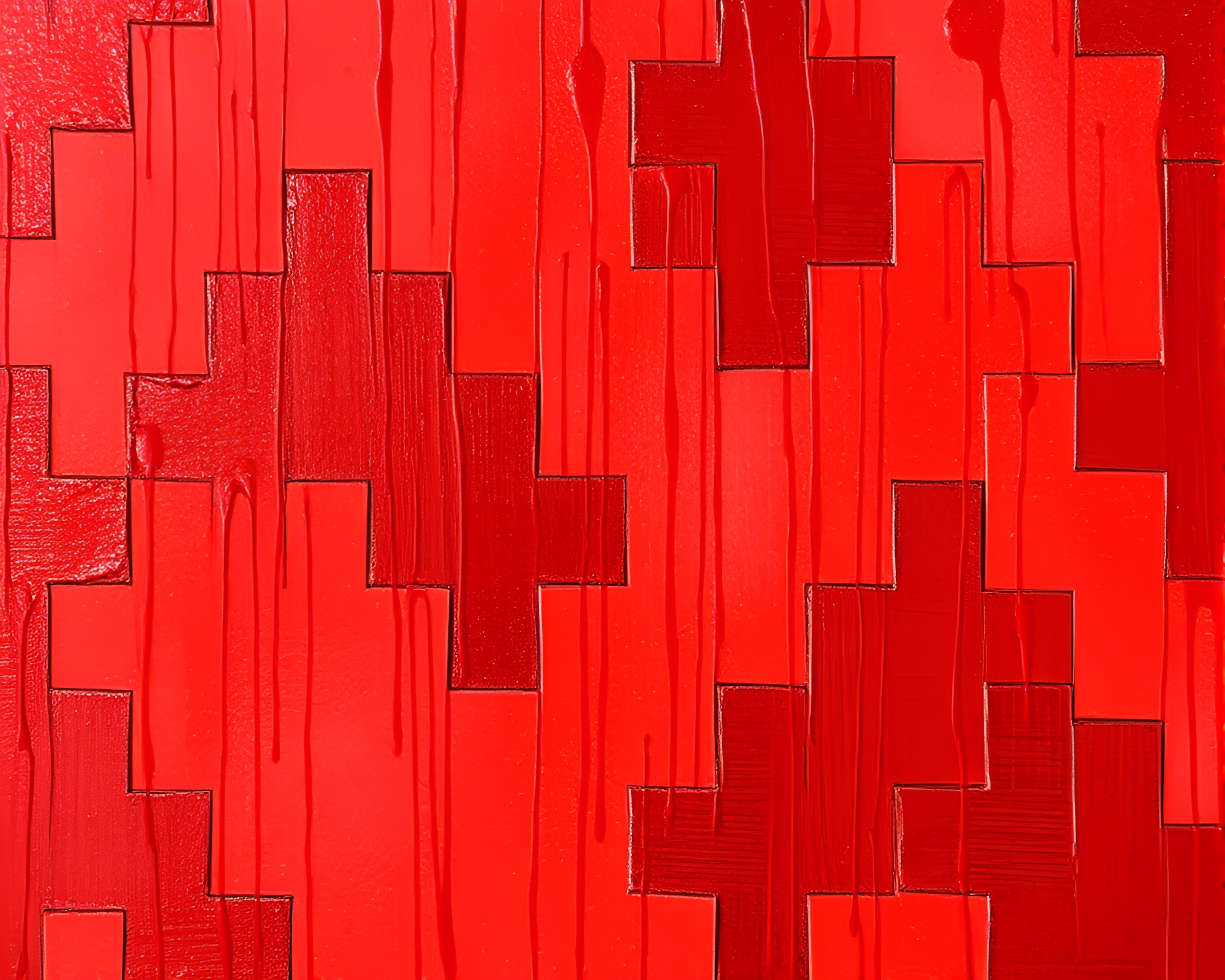Escher-inspired Brick Red Textured Dripped Paint Artwork – free AI stock image