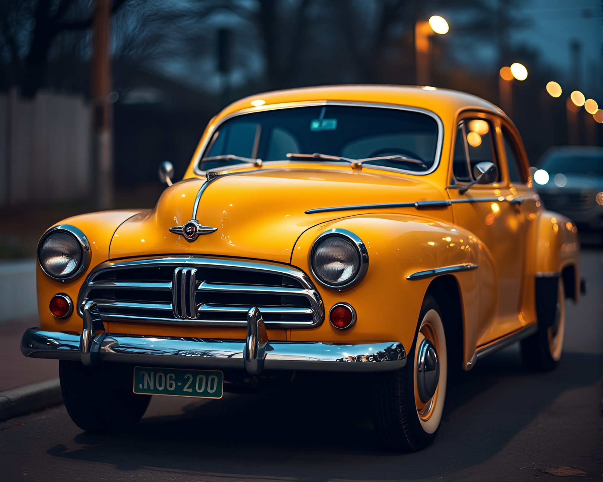 Vintage Car Spotlight Focus Stacking Flat Color Composition – free AI stock image
