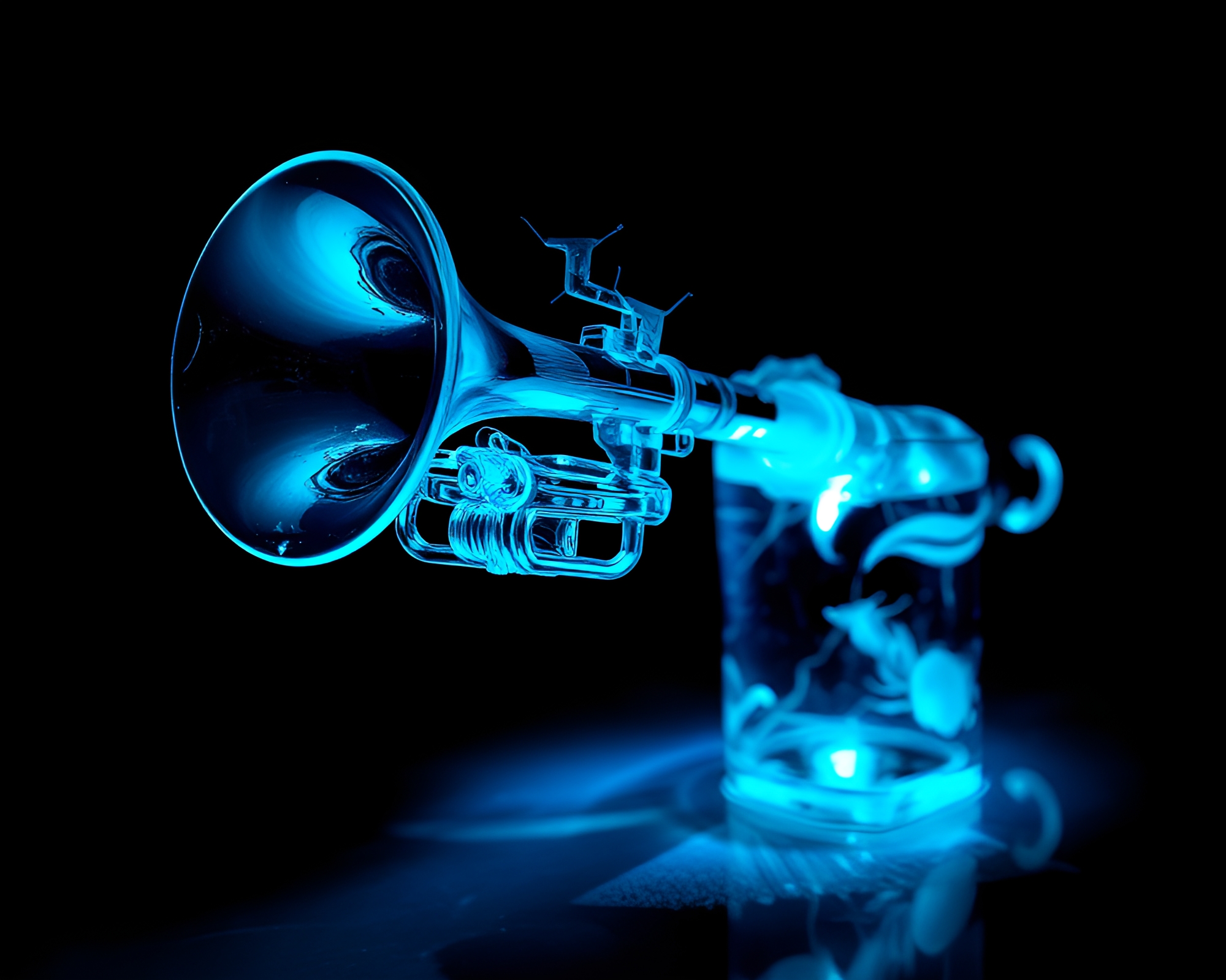Ethereal Trumpet Symphony in Ink Wash Glow – free AI stock image