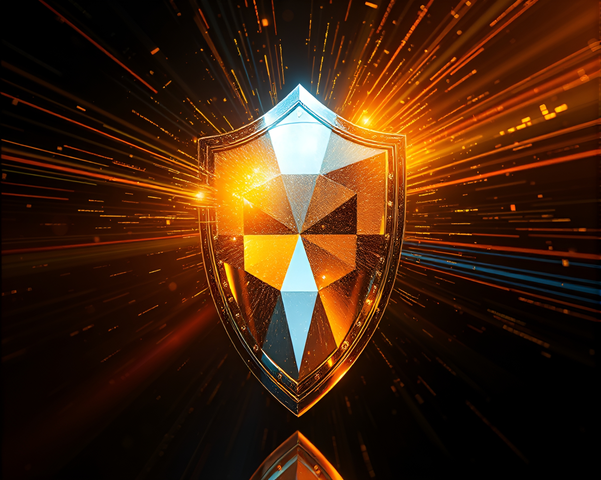 Prism Shield with Gilded Artistic Kinetic Highlights – free AI stock image