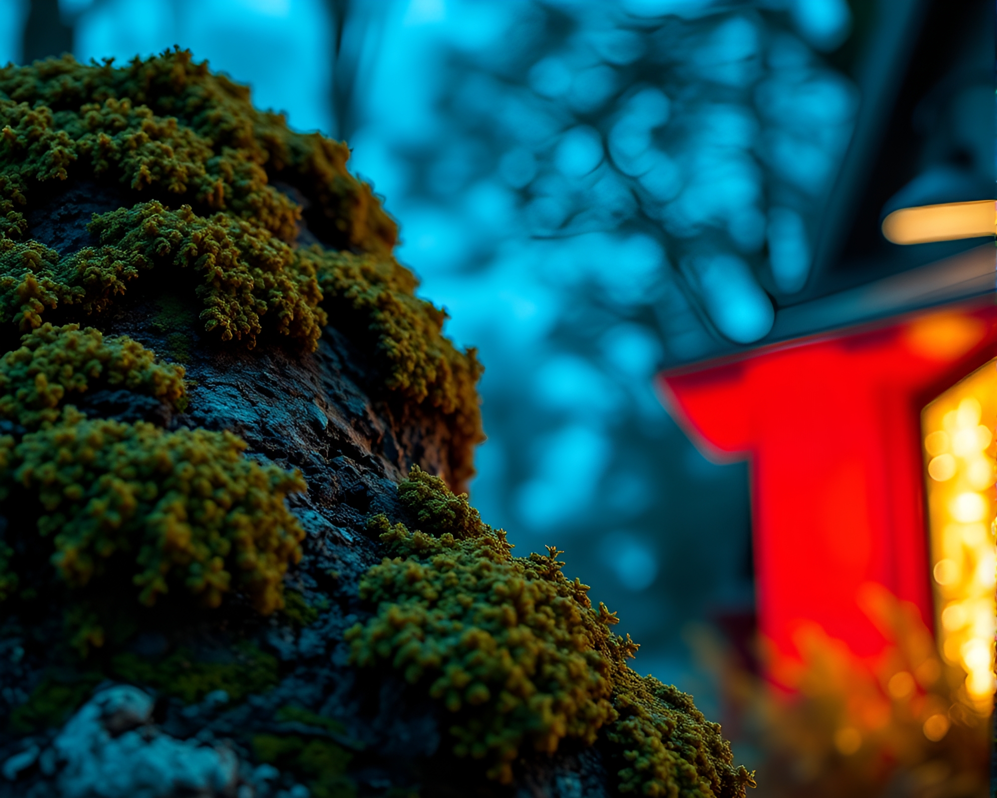 Lichen-covered Taco Stand at Blue Hour – free AI stock image