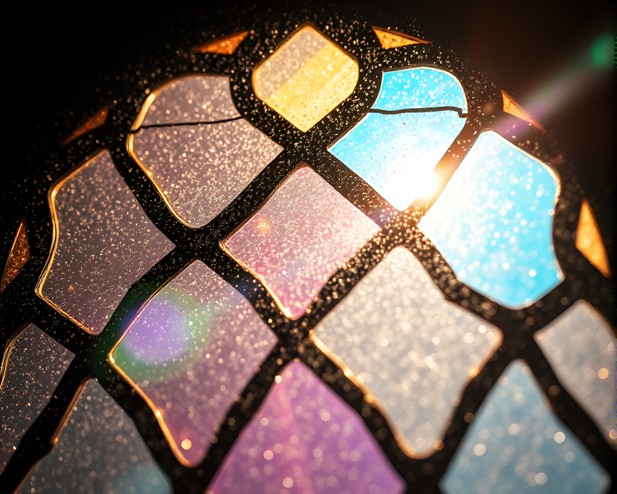 Glistening Stained-Glass Window Close-Up – free AI stock image