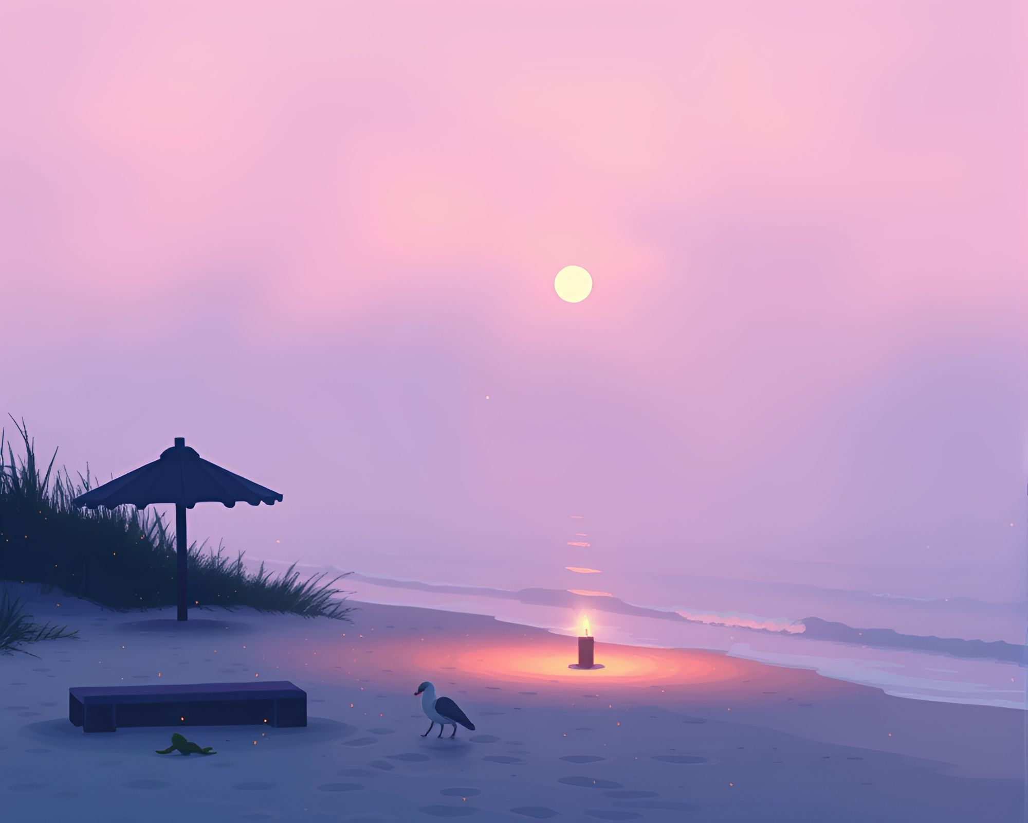 Summer Beach Candlelit Mist: Dot Matrix Composition – free AI stock image