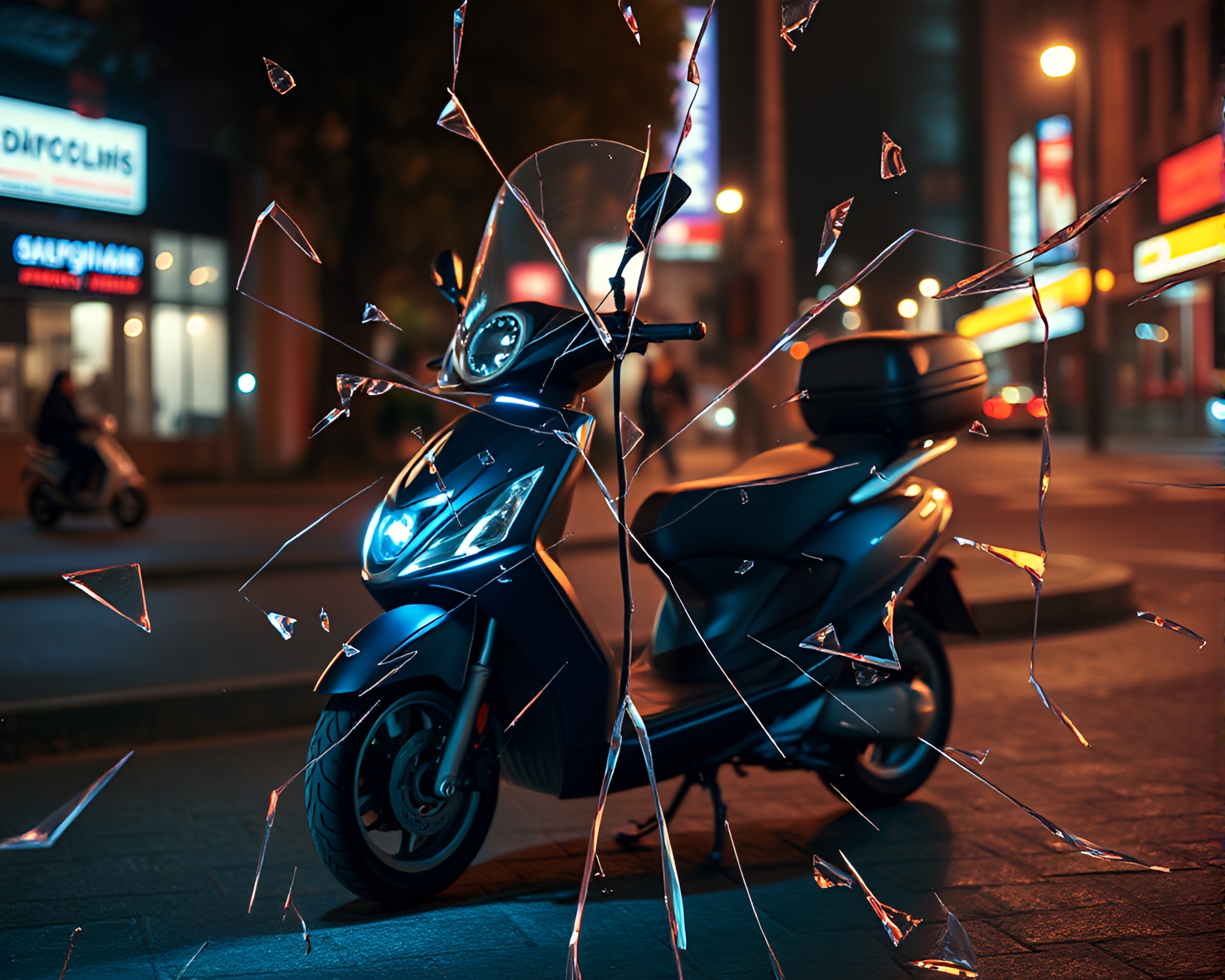 Electrifying Glass Shard Scooter in Split Toning Stereoscopic 3D – free AI stock image