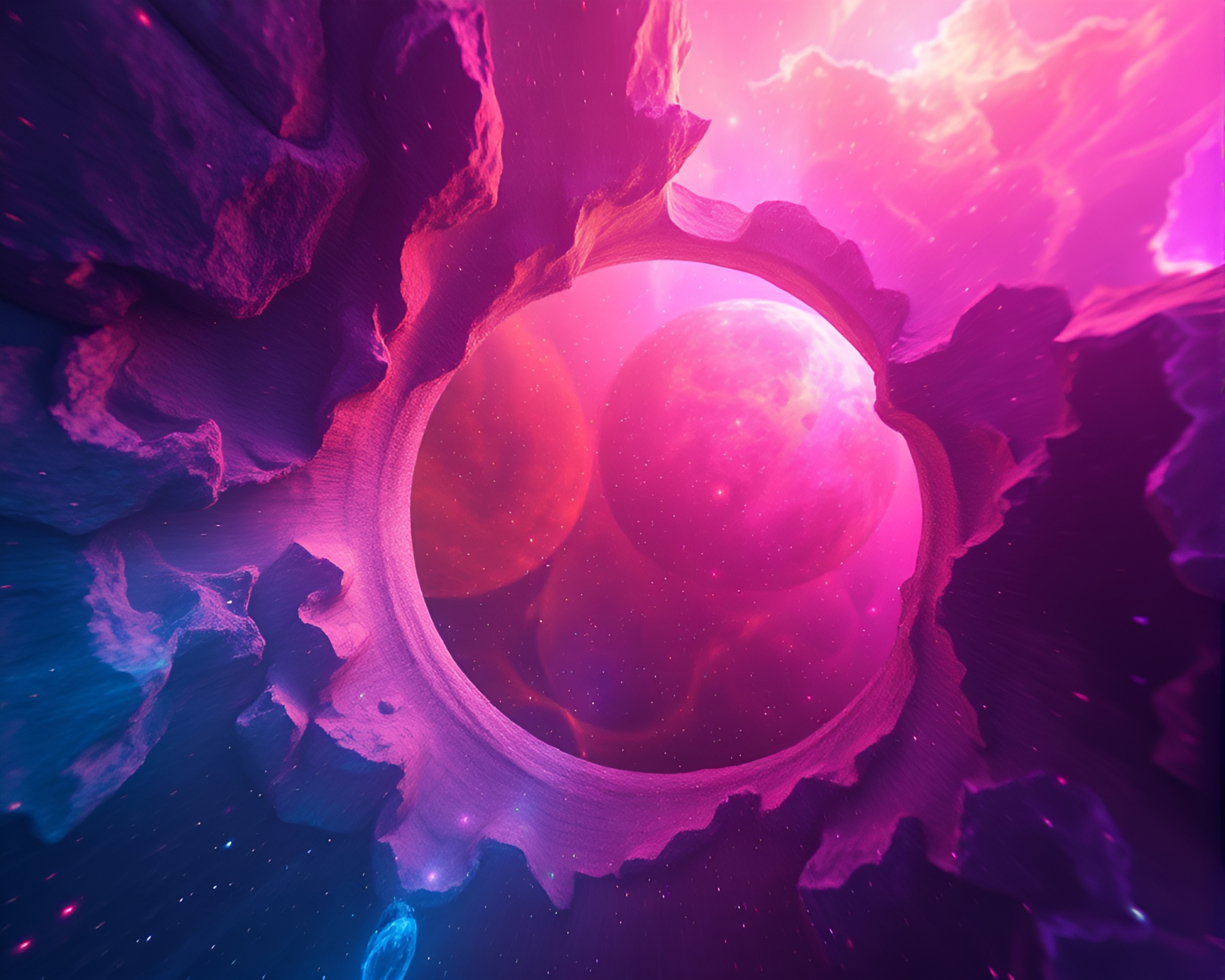 Multiverse Portal: Holographic Surreal Medium Shot – free AI stock image