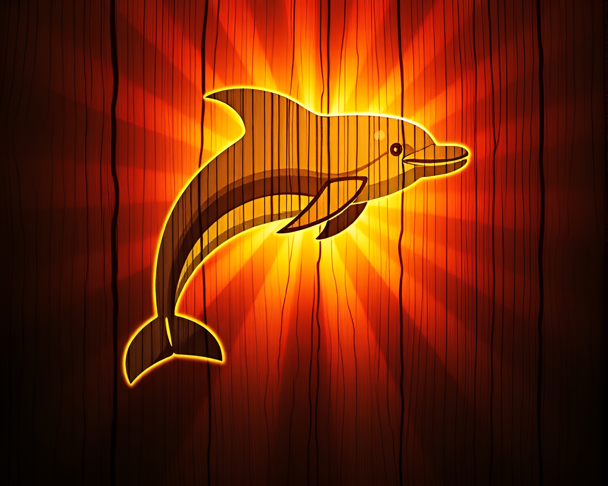 Dolphin in Halftone Wood Grain Glow – free AI stock image