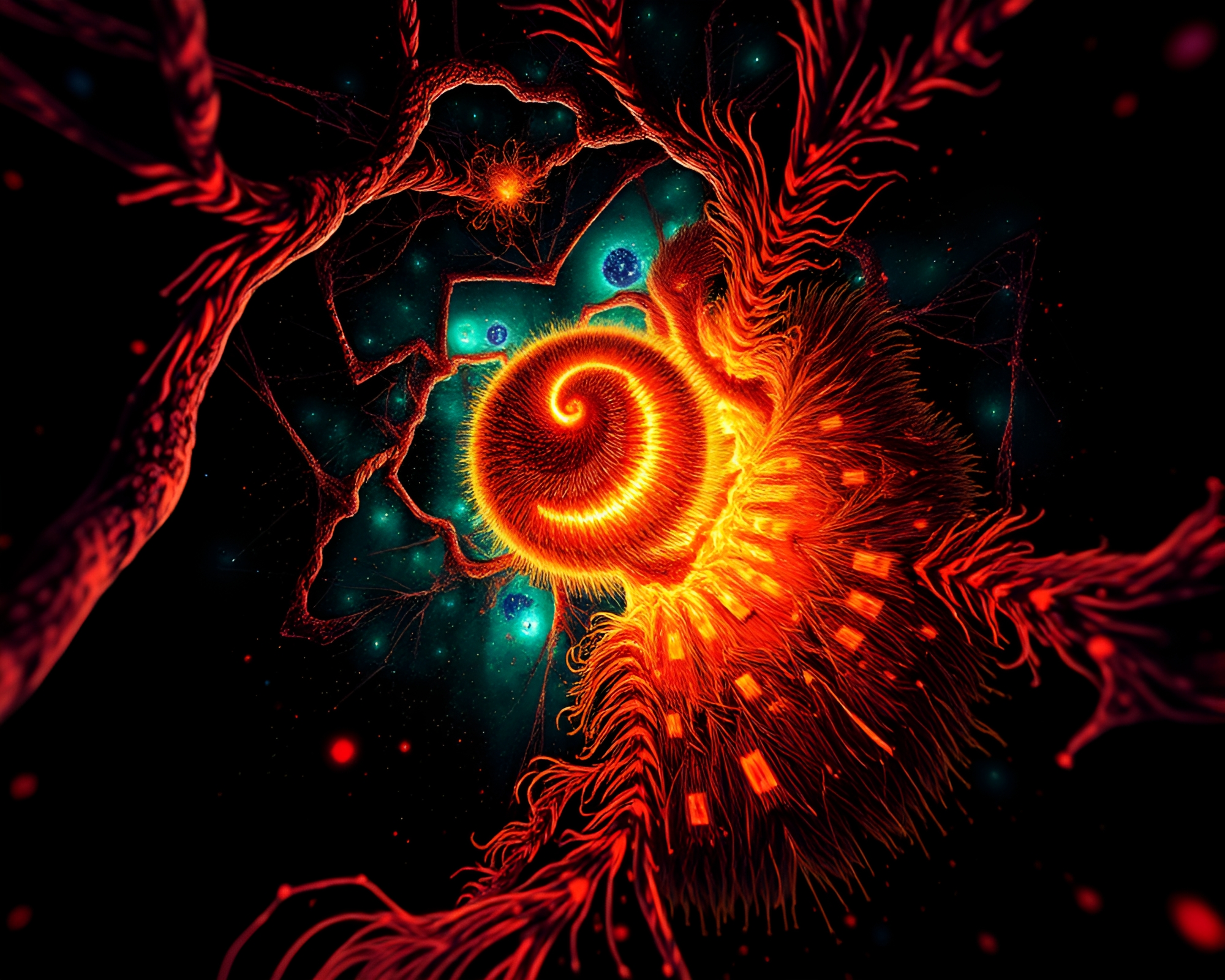 Sloth’s Slothful Serenity Under Fractal Glow – free AI stock image