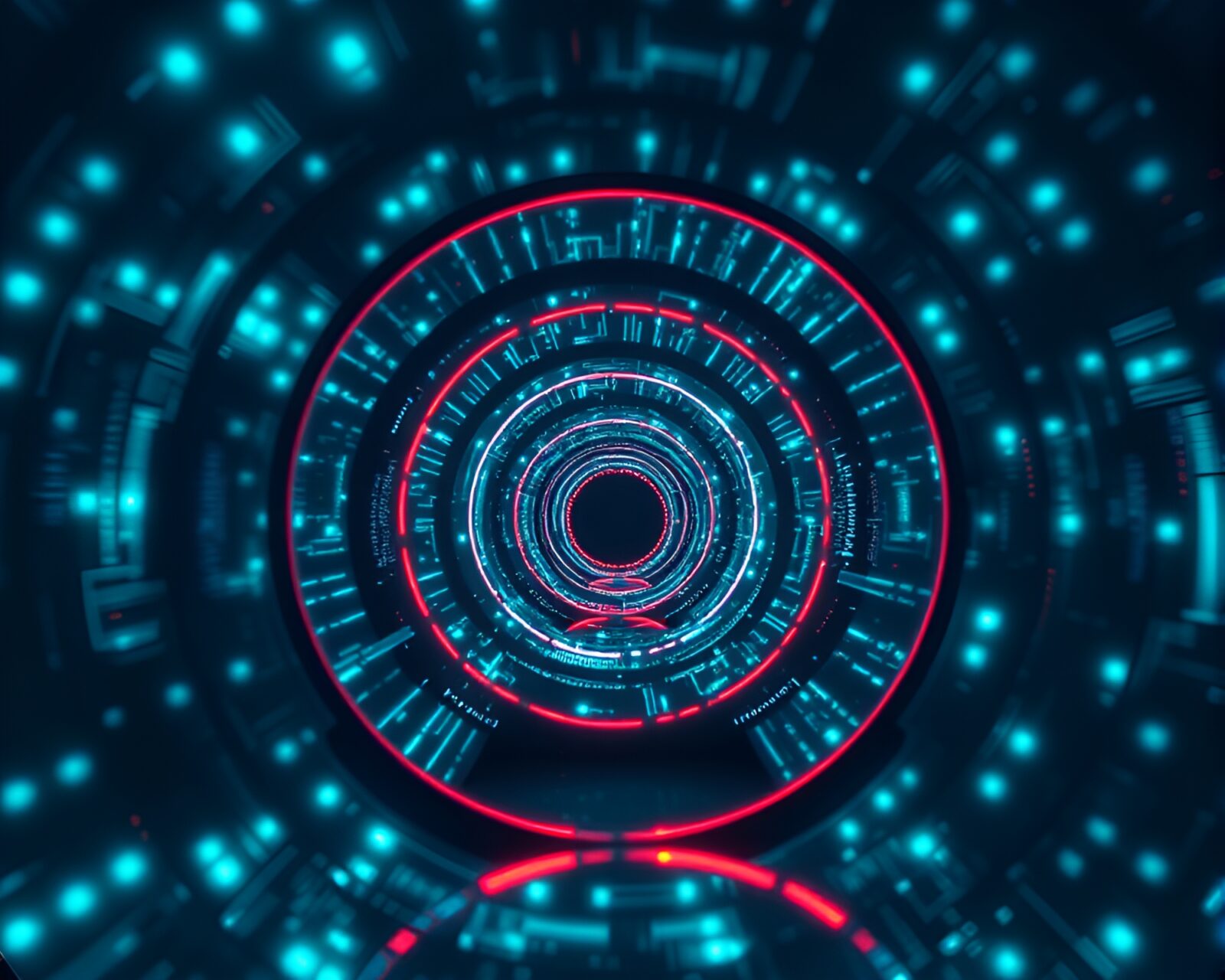 Glowing maze reflecting in circular design