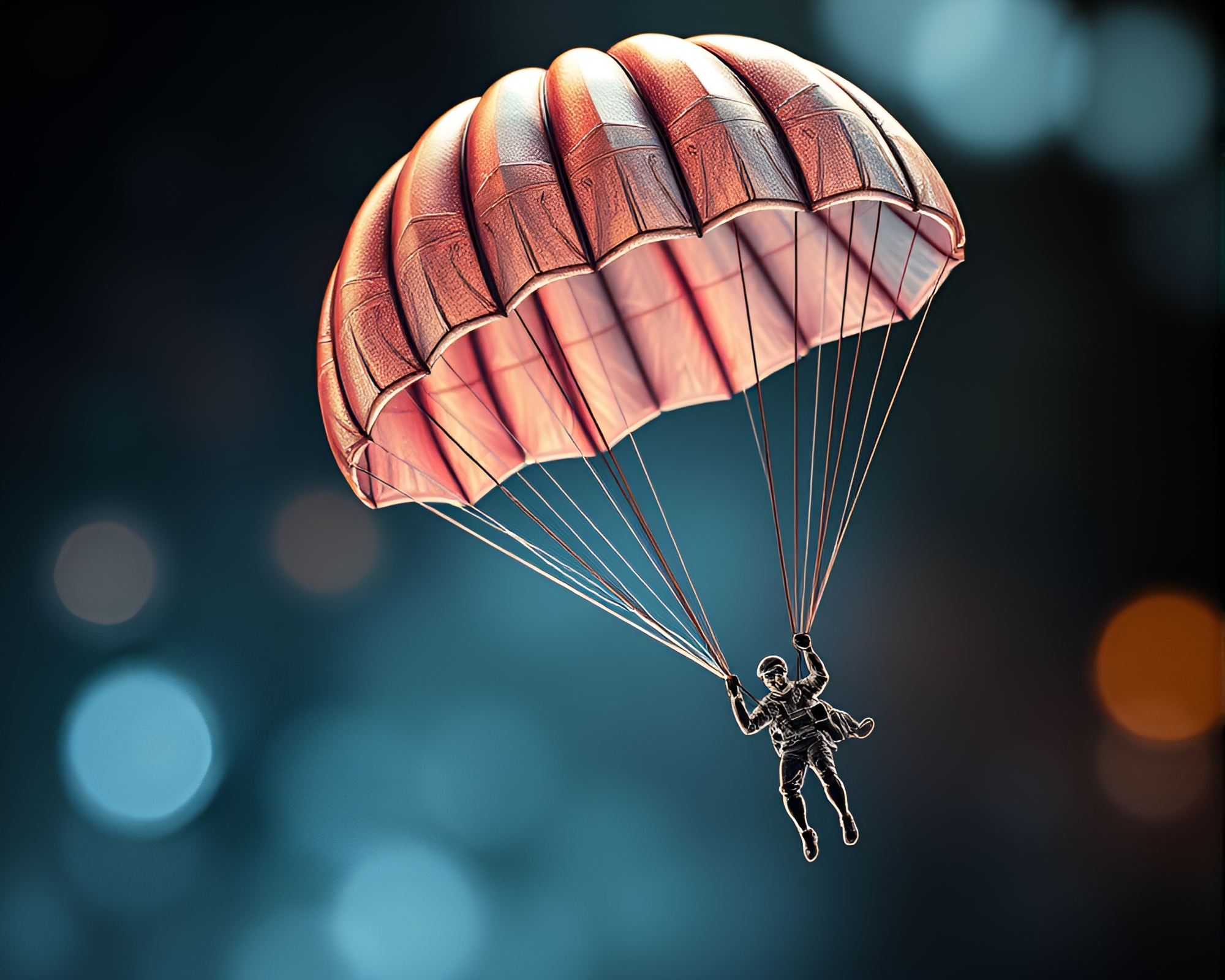 Engraved Parachute Jumper in Digital Bloom Stained Glass – free AI stock image