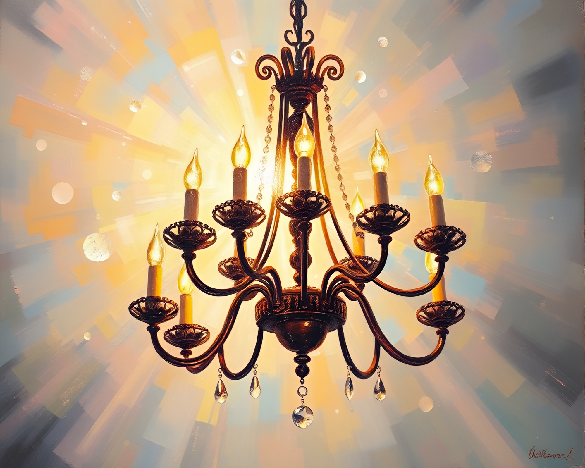 Victorian Chandelier Illuminated by Sun Glare Dream – free AI stock image