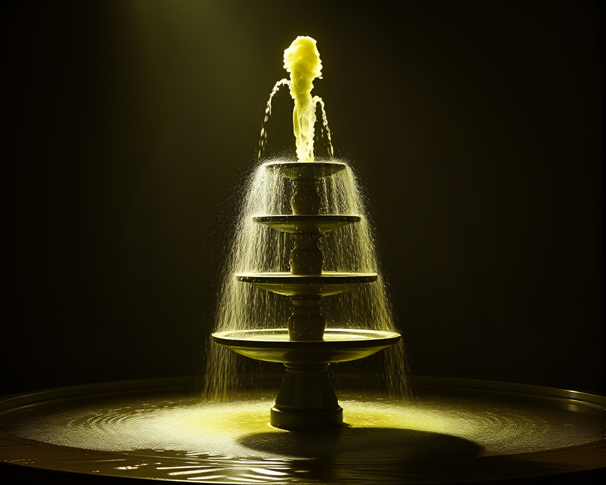 Ethereal Chocolate Fountain Casting Intriguing Shadows – free AI stock image