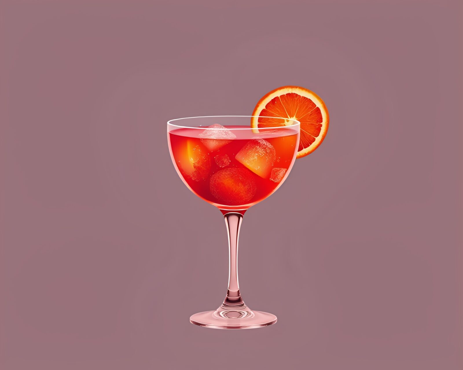 Sleek image of blood orange cocktail on minimalist grid backdrop