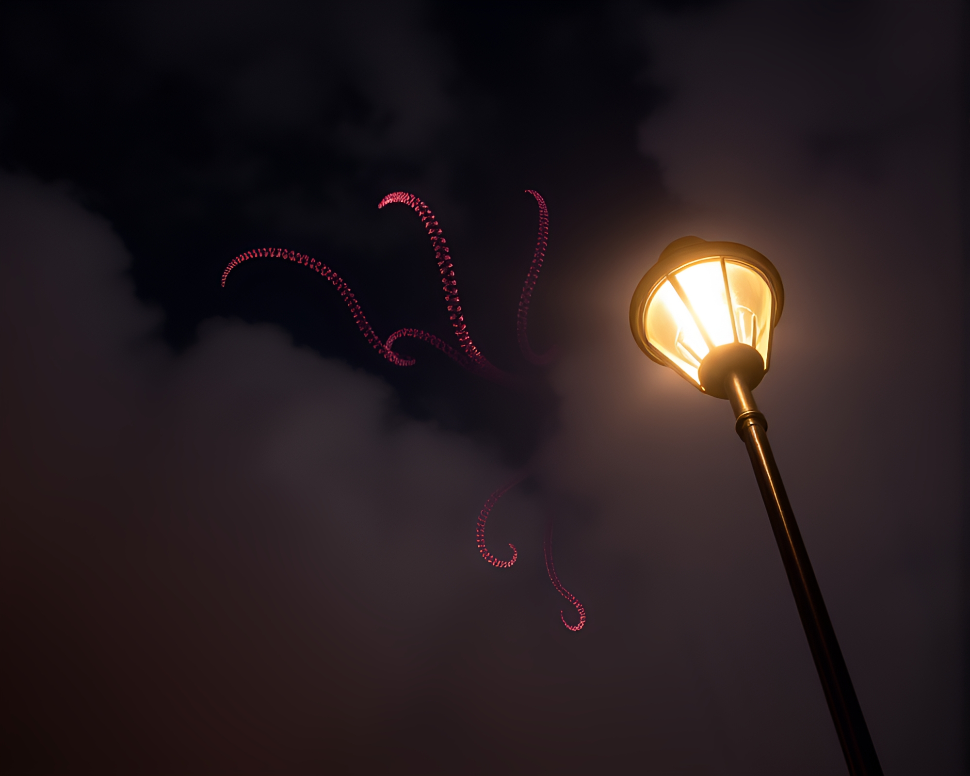 Octopus Streetlamp Illuminated Explosion – free AI stock image