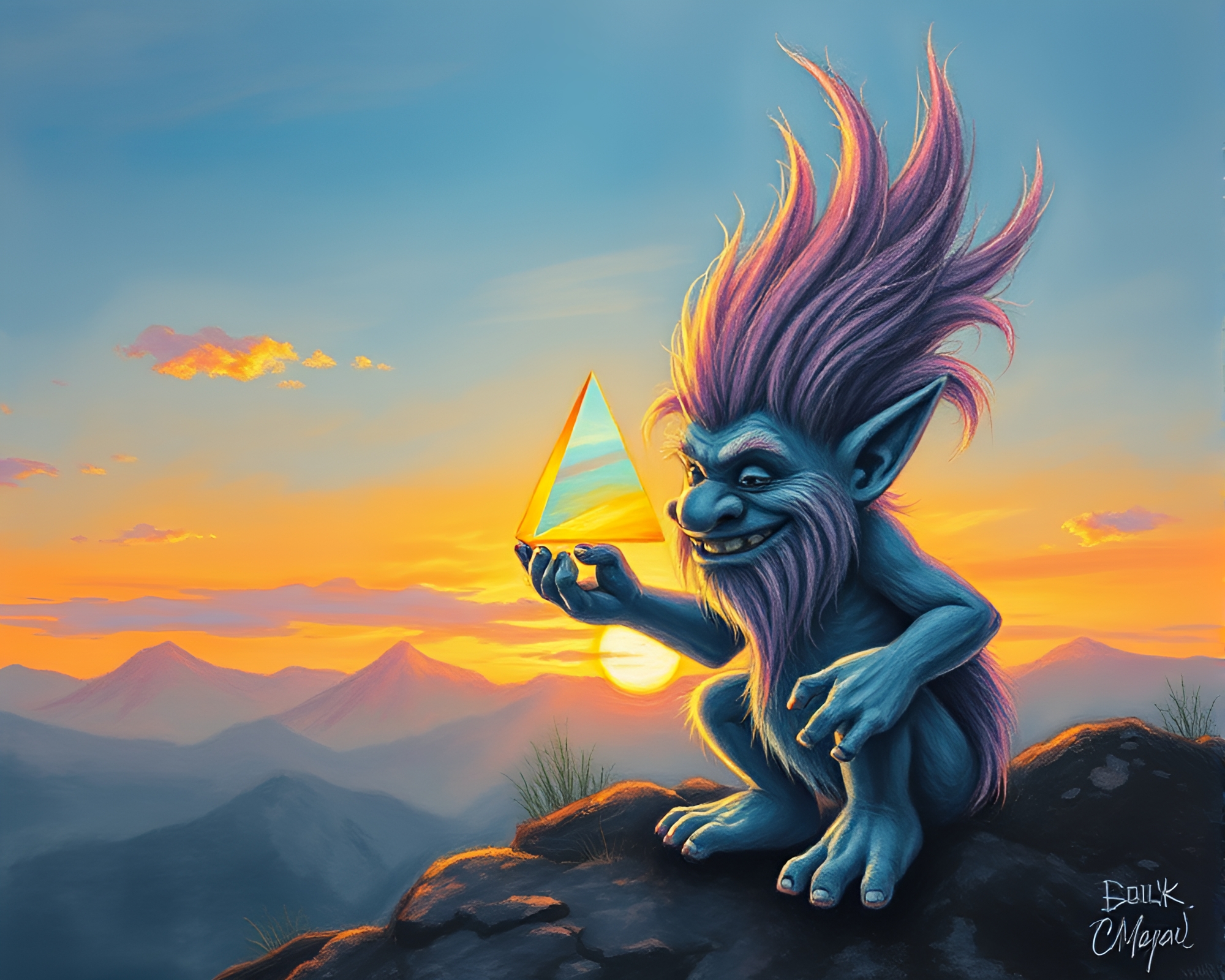 Prism Troll at Dusk – free AI stock image